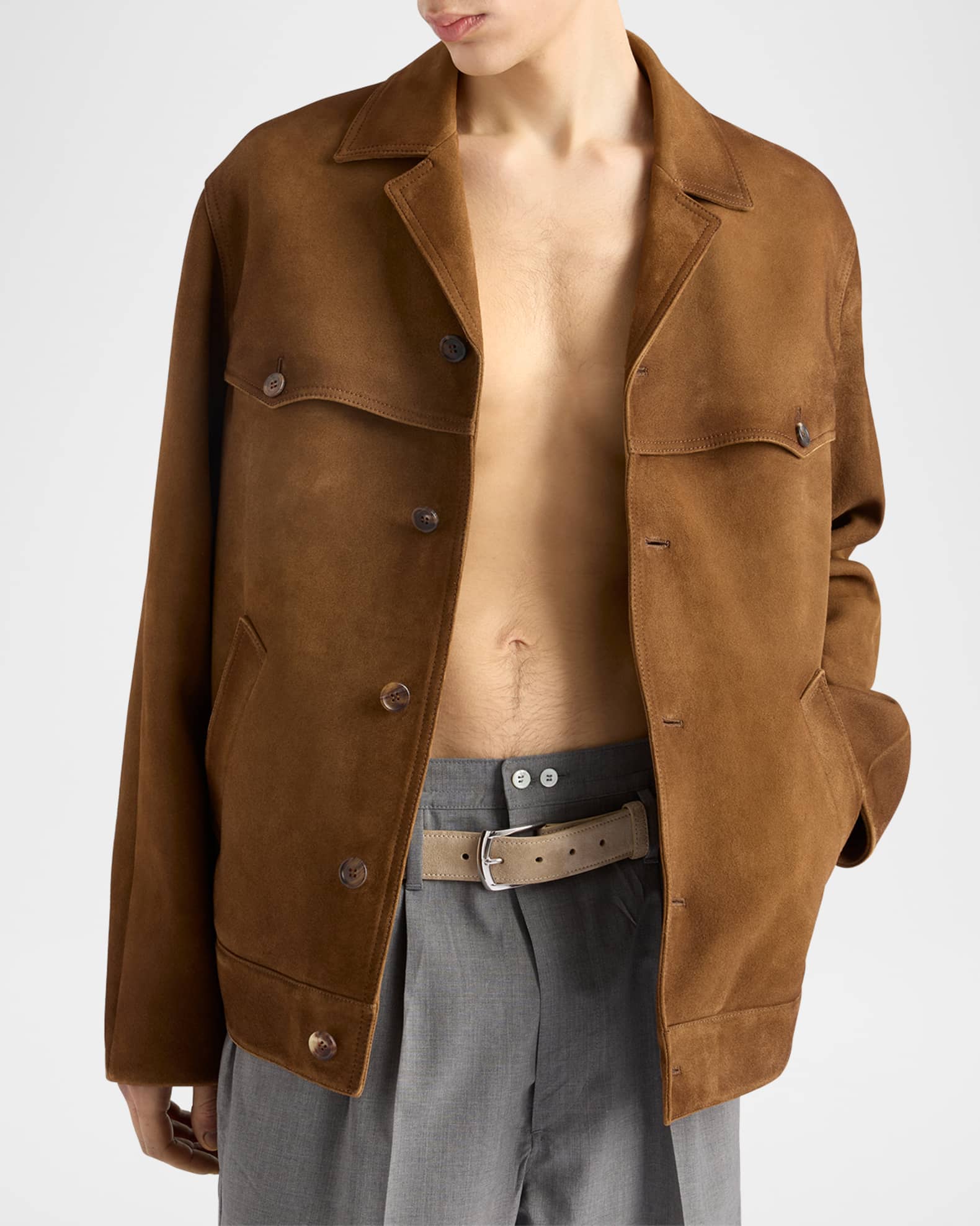 Prada Men's Suede Jacket | Neiman Marcus
