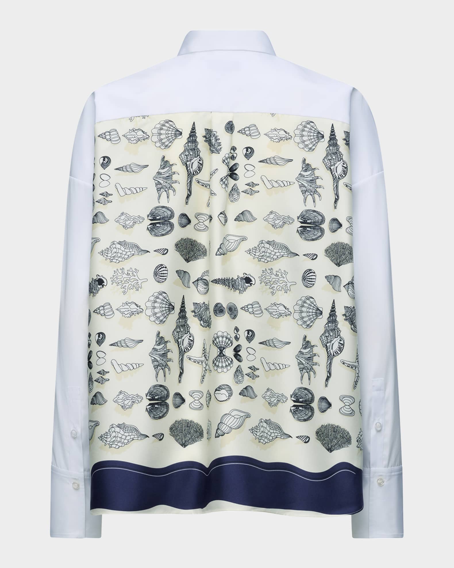 Sirene Button-Down Silk Twill Scarf Shirt 1