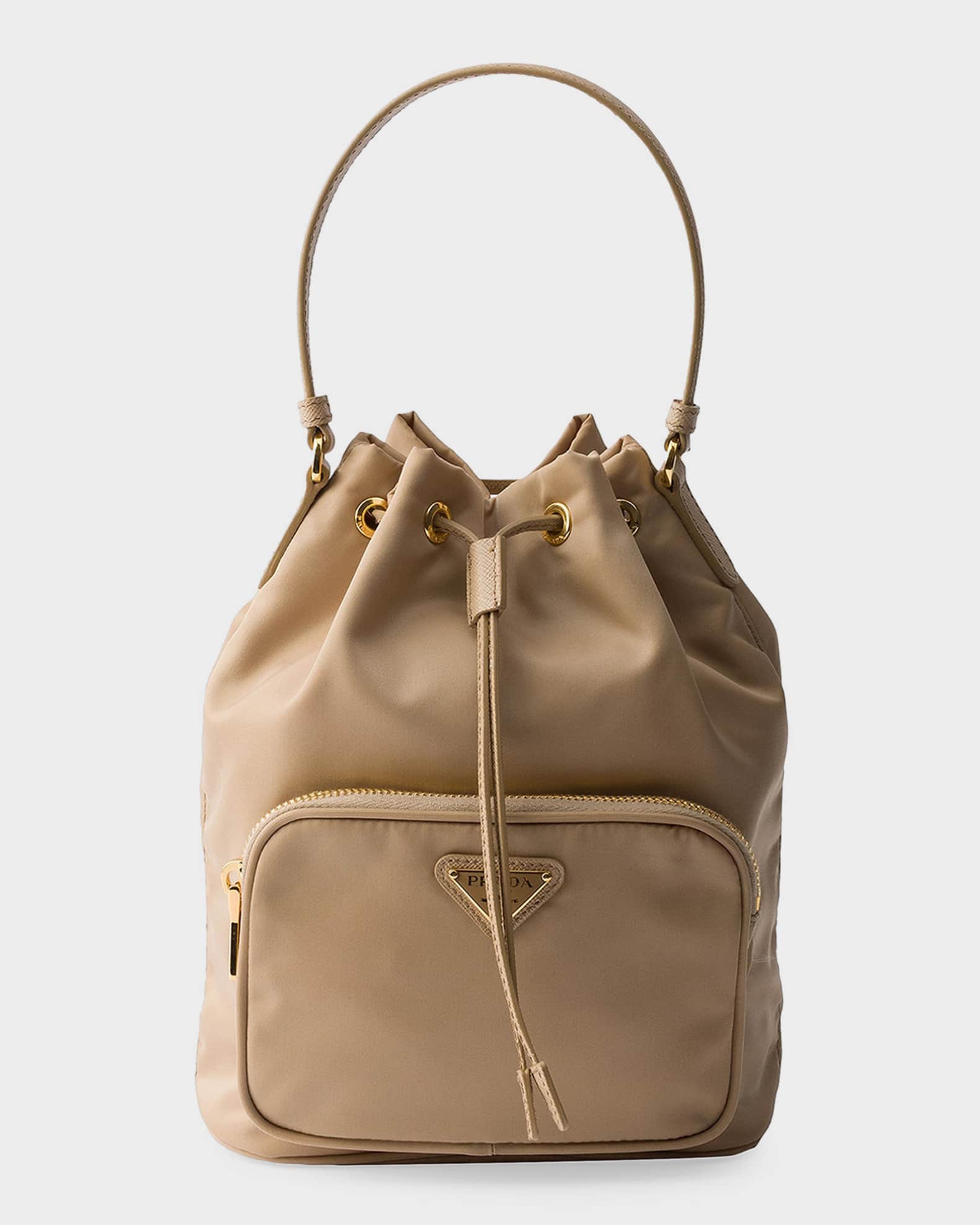 Prada Duet Soft Re-Nylon Drawstring Bucket Bag | Neiman Marcus