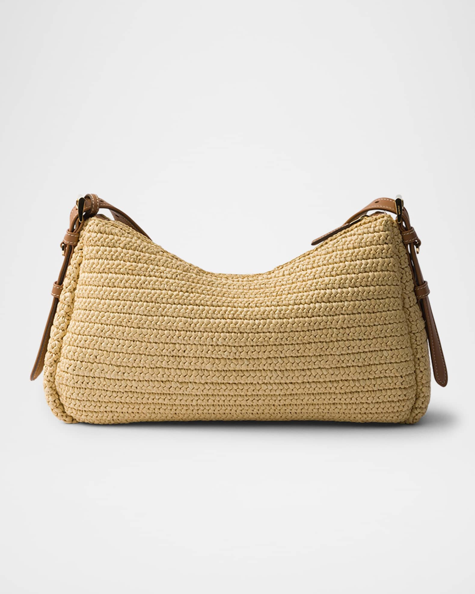 Prada Aimee Large Leather-Trim Crochet Shoulder Bag | Neiman