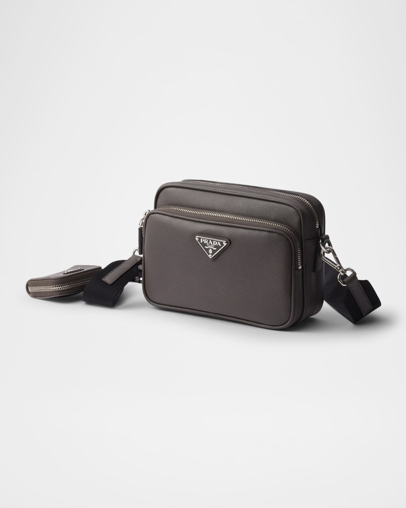 Prada Men's Saffiano Leather Crossbody Bag with Pouch | Neiman Marcus