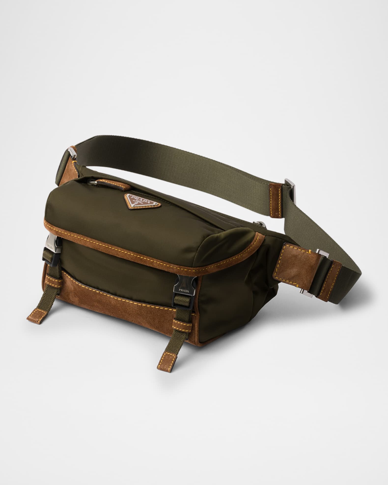 Small Re-Nylon and Suede Shoulder Bag 0