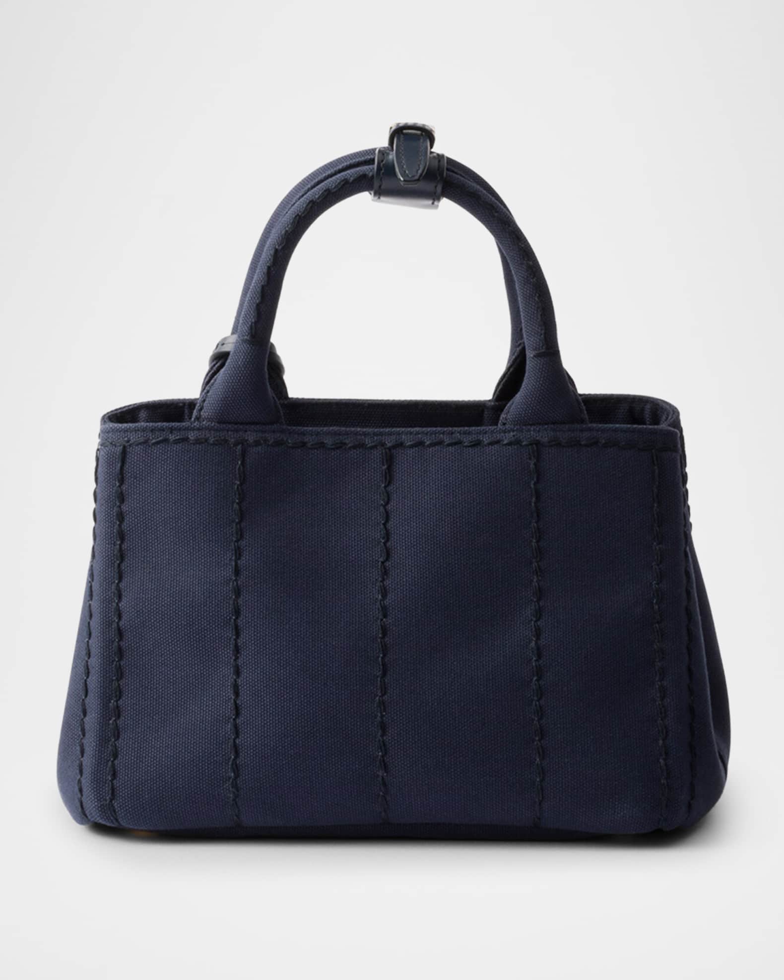 Prada Cotton Canvas Mini Top-Handle Bag | Neiman Marcus