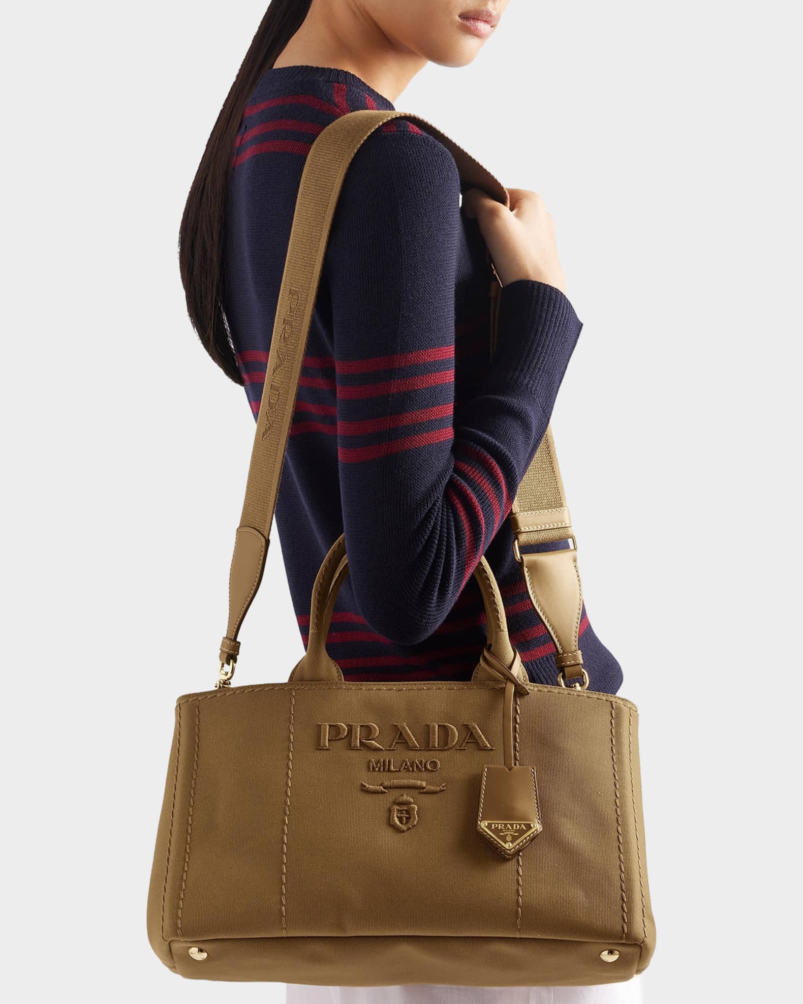 Prada Large Cotton Canvas Crossbody Bag | Neiman Marcus