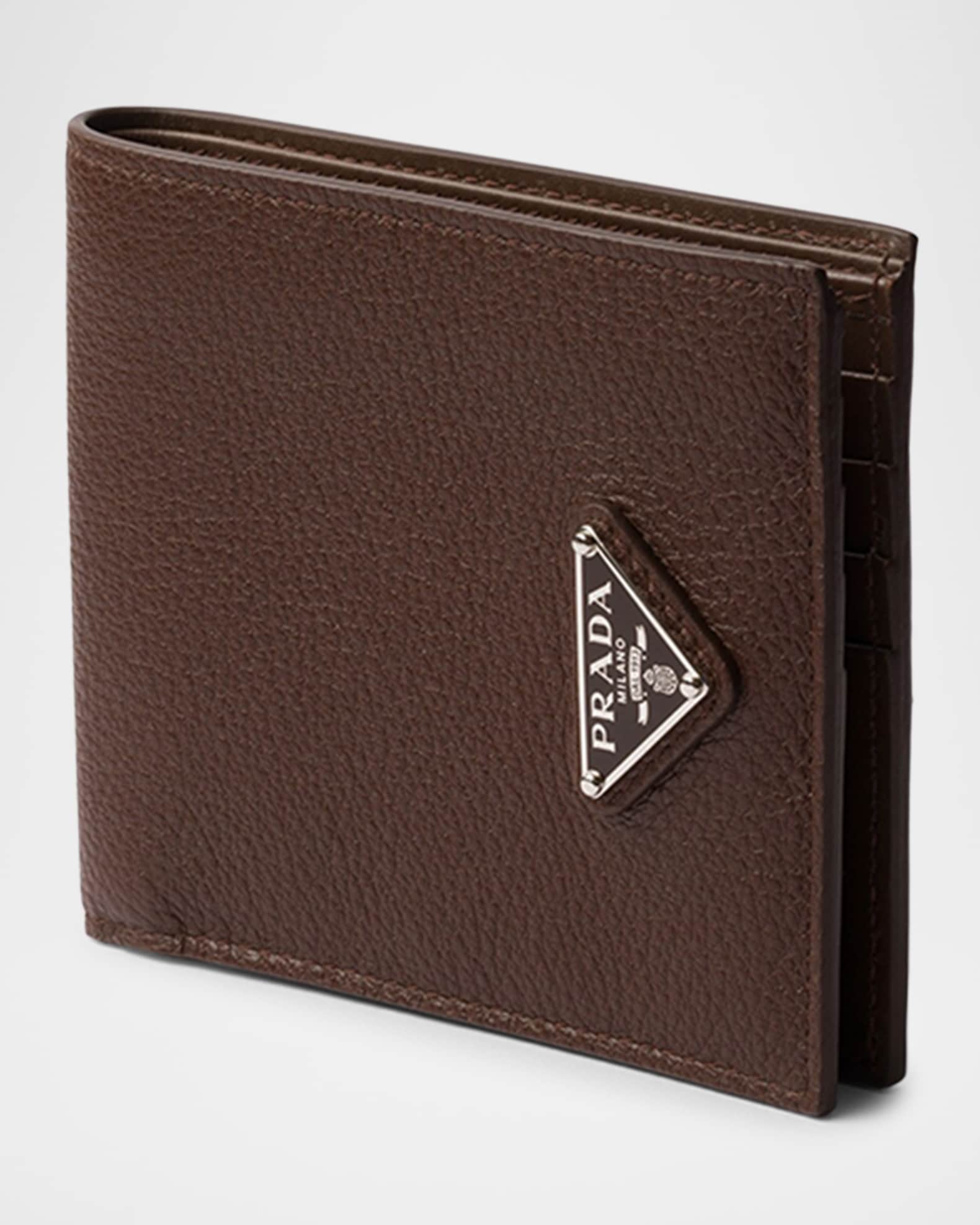 Prada Men's Vitello Daino Triangolo Leather Bifold Wallet Neiman