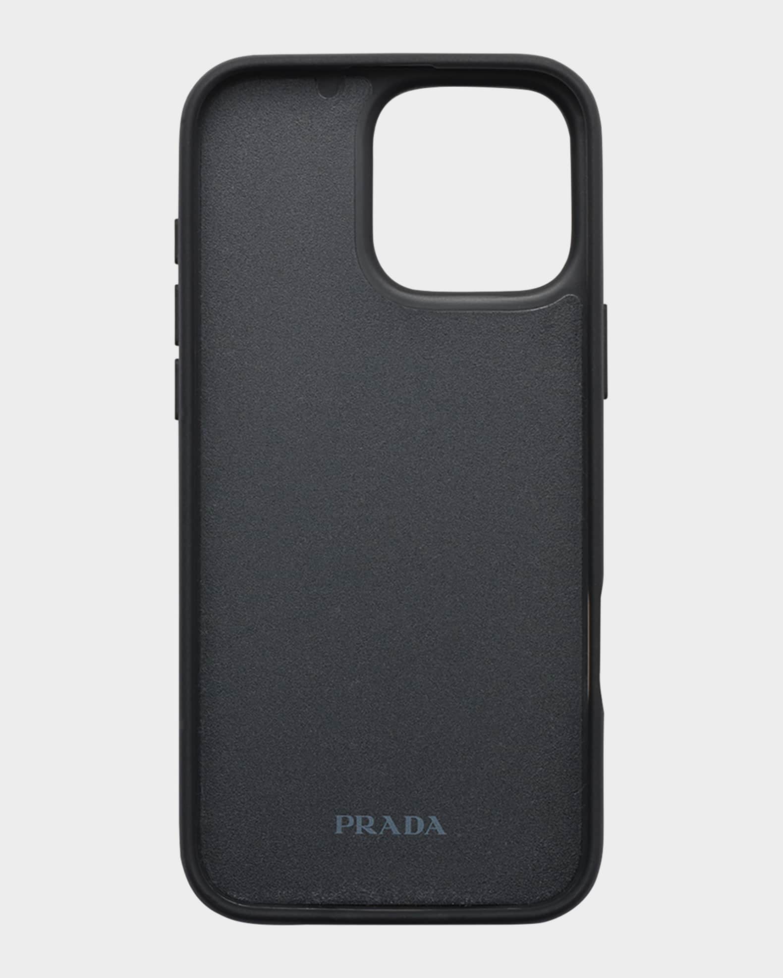 PRADA iphone16 ProMax ケース レザー トライアングルロゴ Prada Men's iPhone 16 Pro Leather Triangle Logo Case