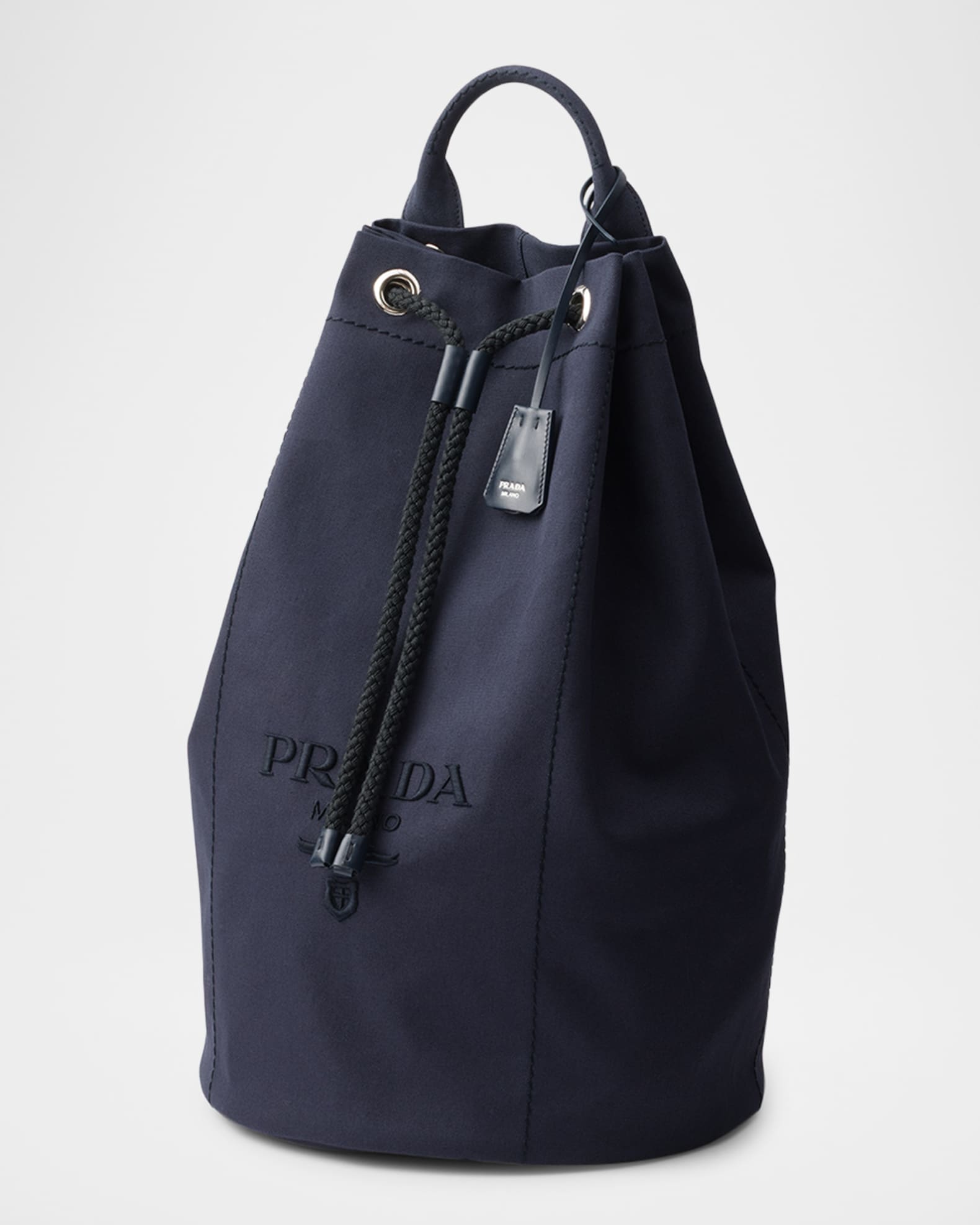 [MONOHA] / ☆ 24FW Drawstring leather bag / black Prada Men's Canvas Drawstring Duffle Bag | Neiman Marcus