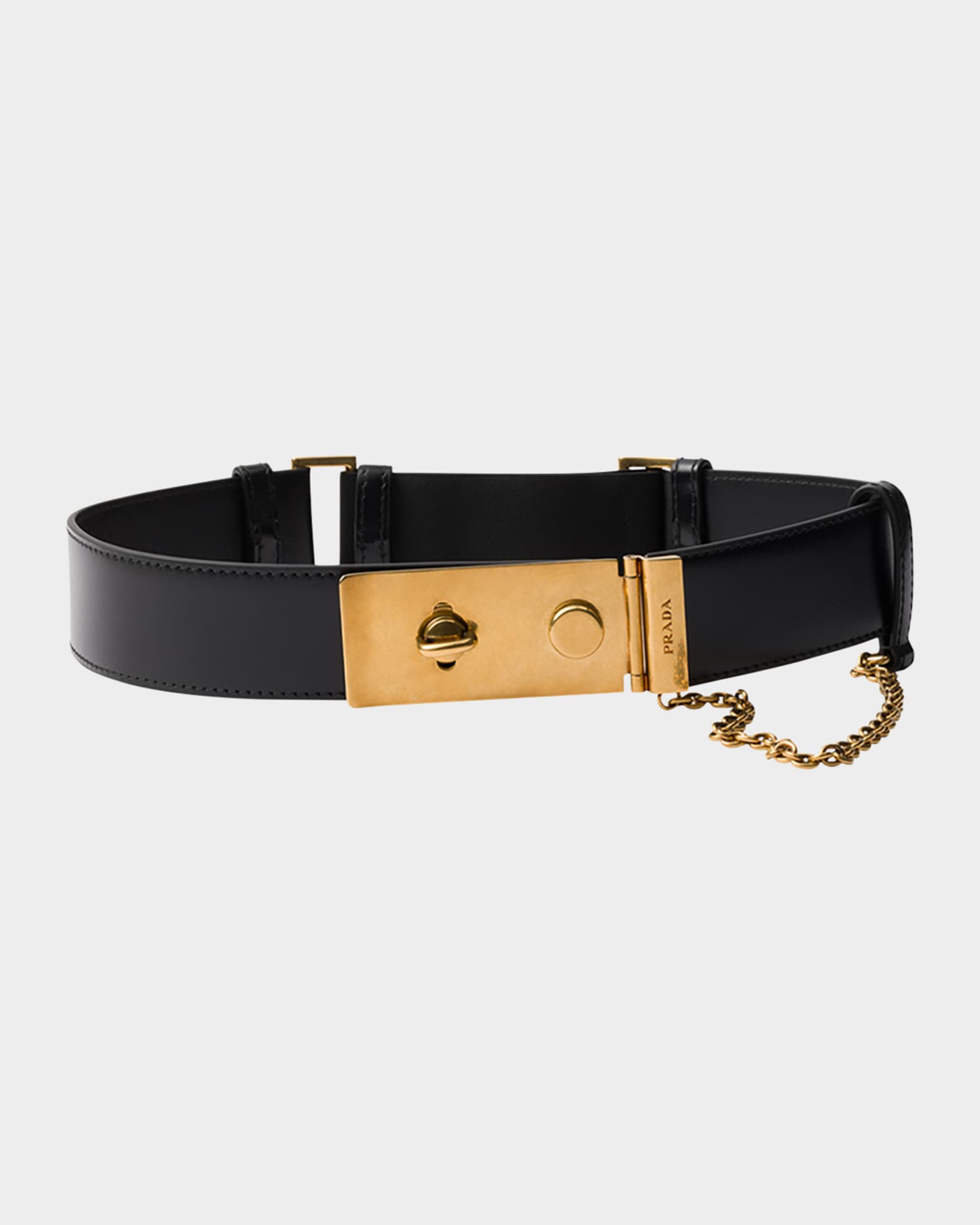 Prada Chain Buckle Leather Belt | Neiman Marcus
