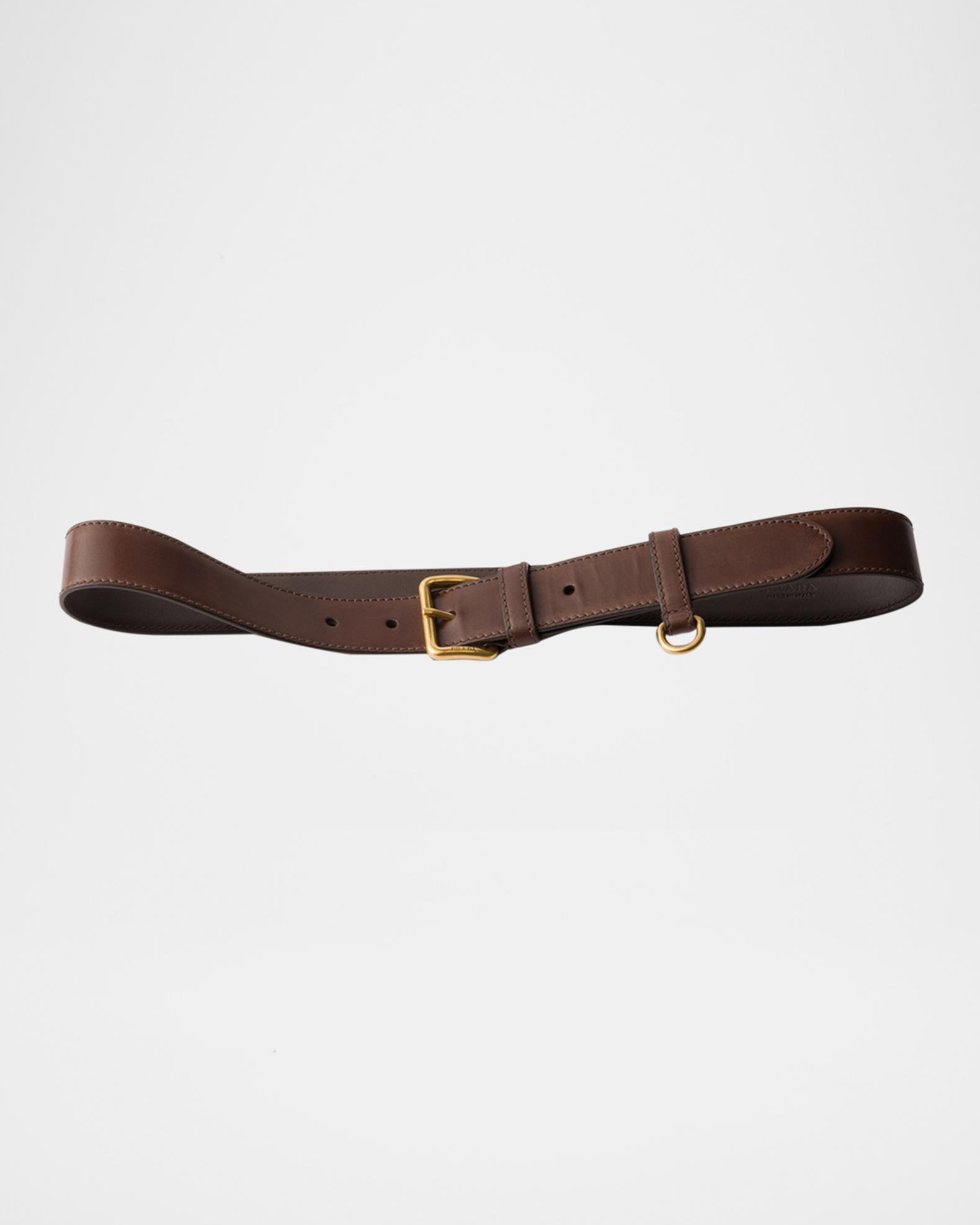 New With Tags Women’s Neiman Marcus Prada Vintage Gold Leather Belt Size M Prada Calf Leather Belt | Neiman Marcus main image 3