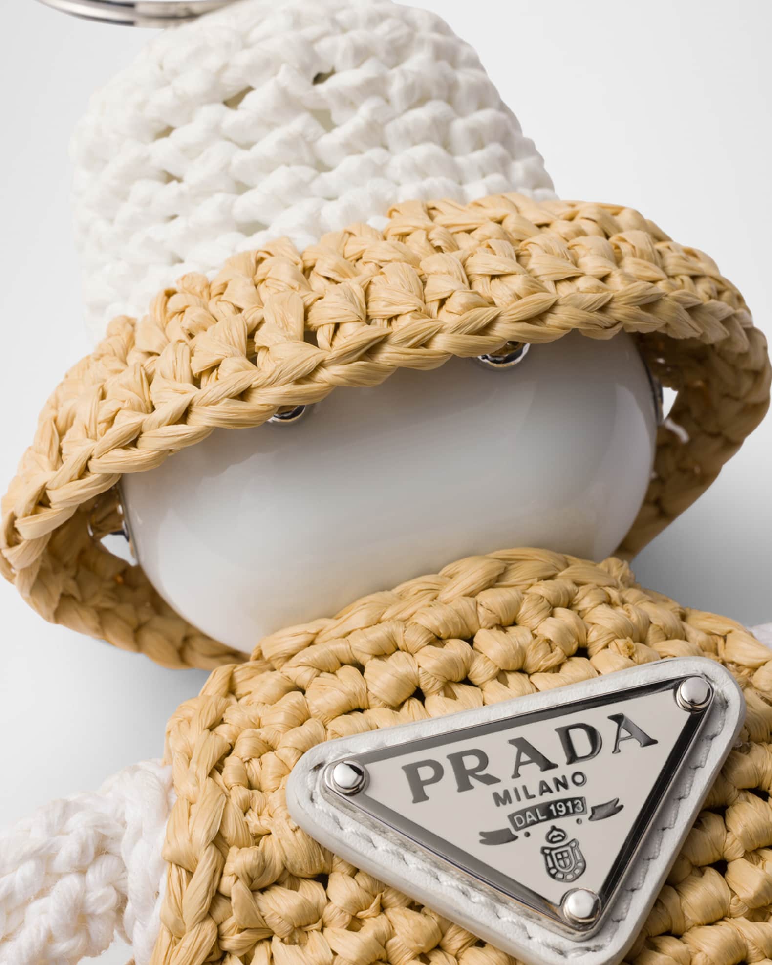 人気 プラダ ◆Soft Robot ラフィアエフェクト バッグペンダント Prada Soft Robot Raffia-Effect Bag Pendant | Neiman Marcus