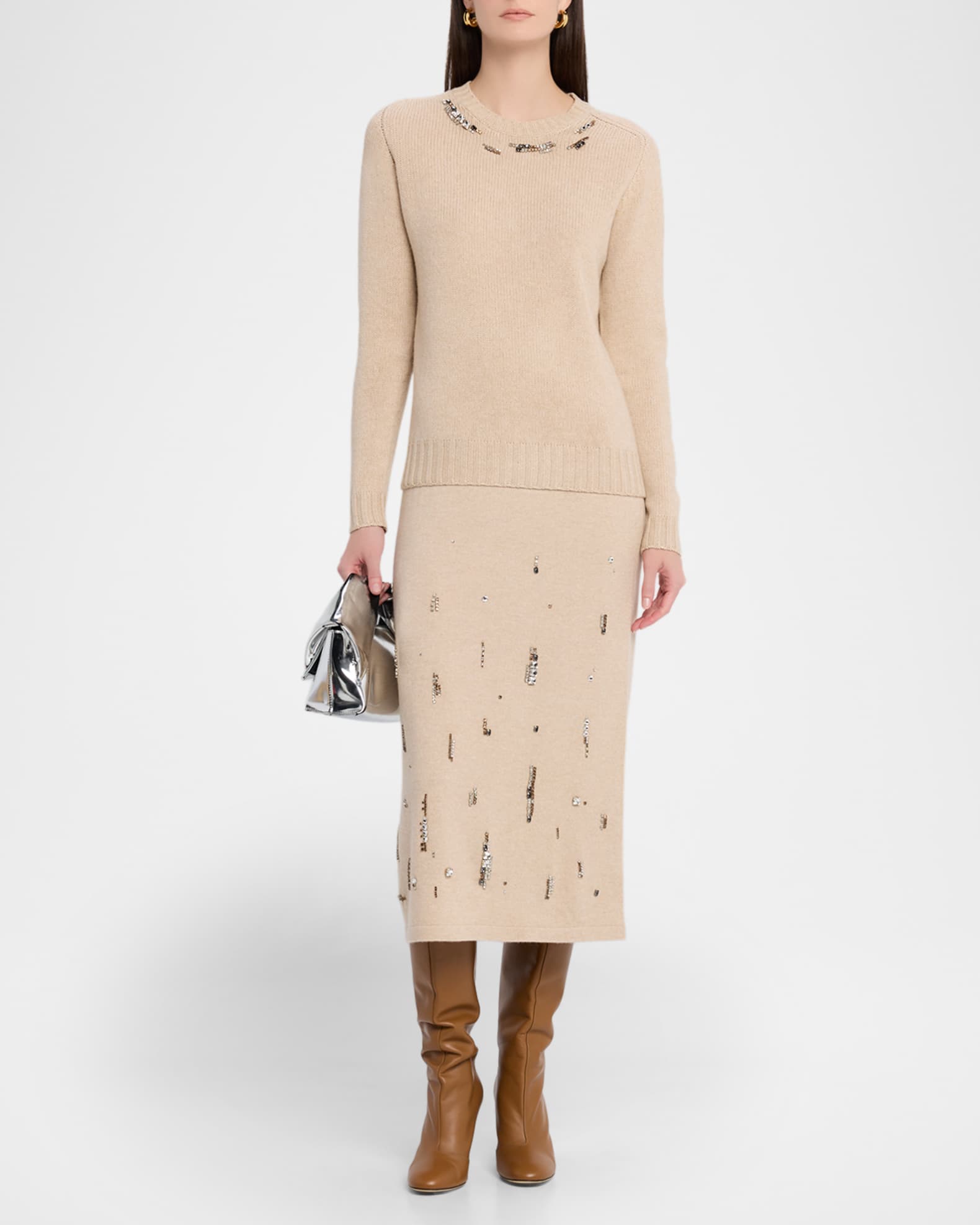Fabiana Filippi Fabiana Filippi long denim skirt with knot detail