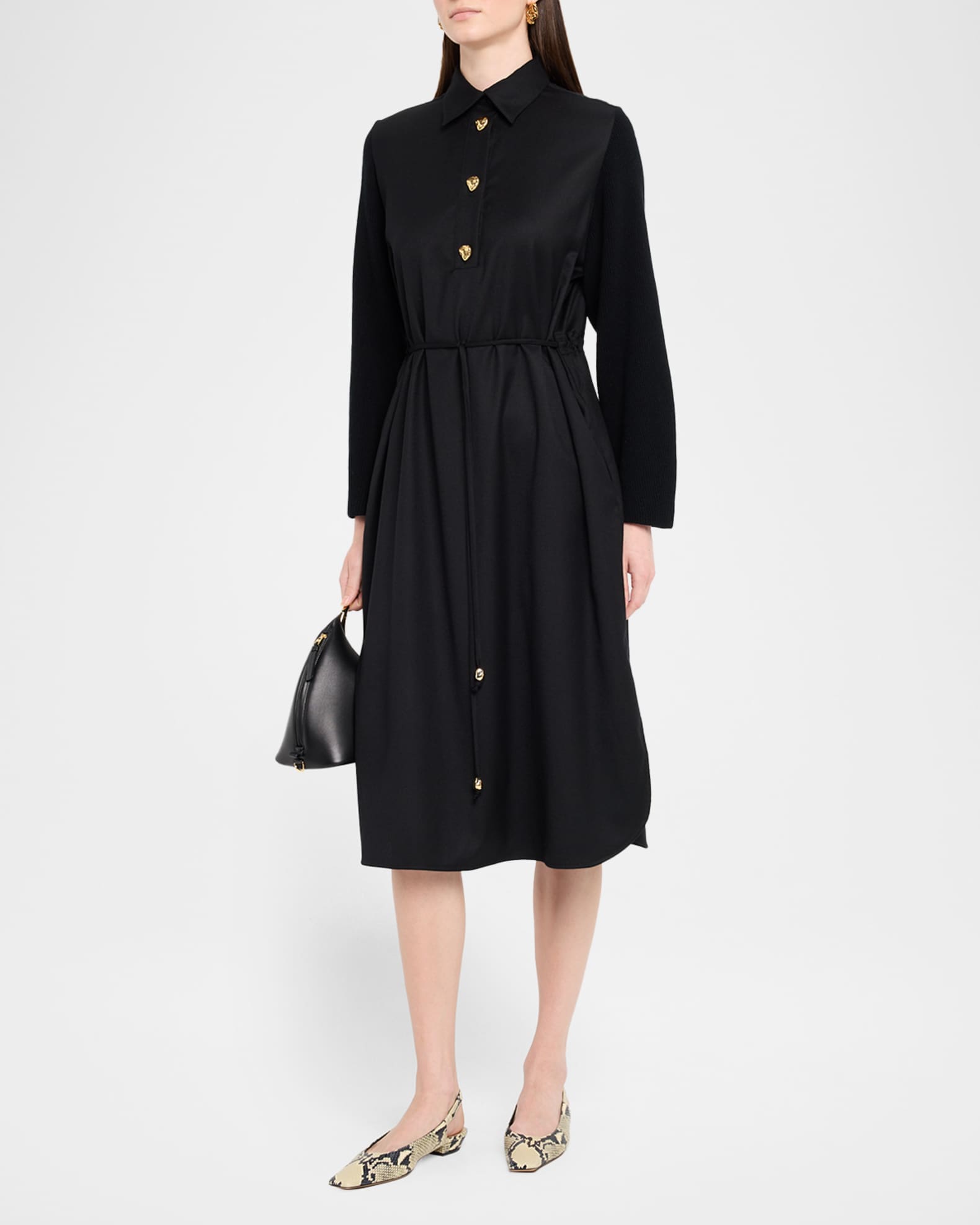 A-Line Mixed Media Midi Dress 1