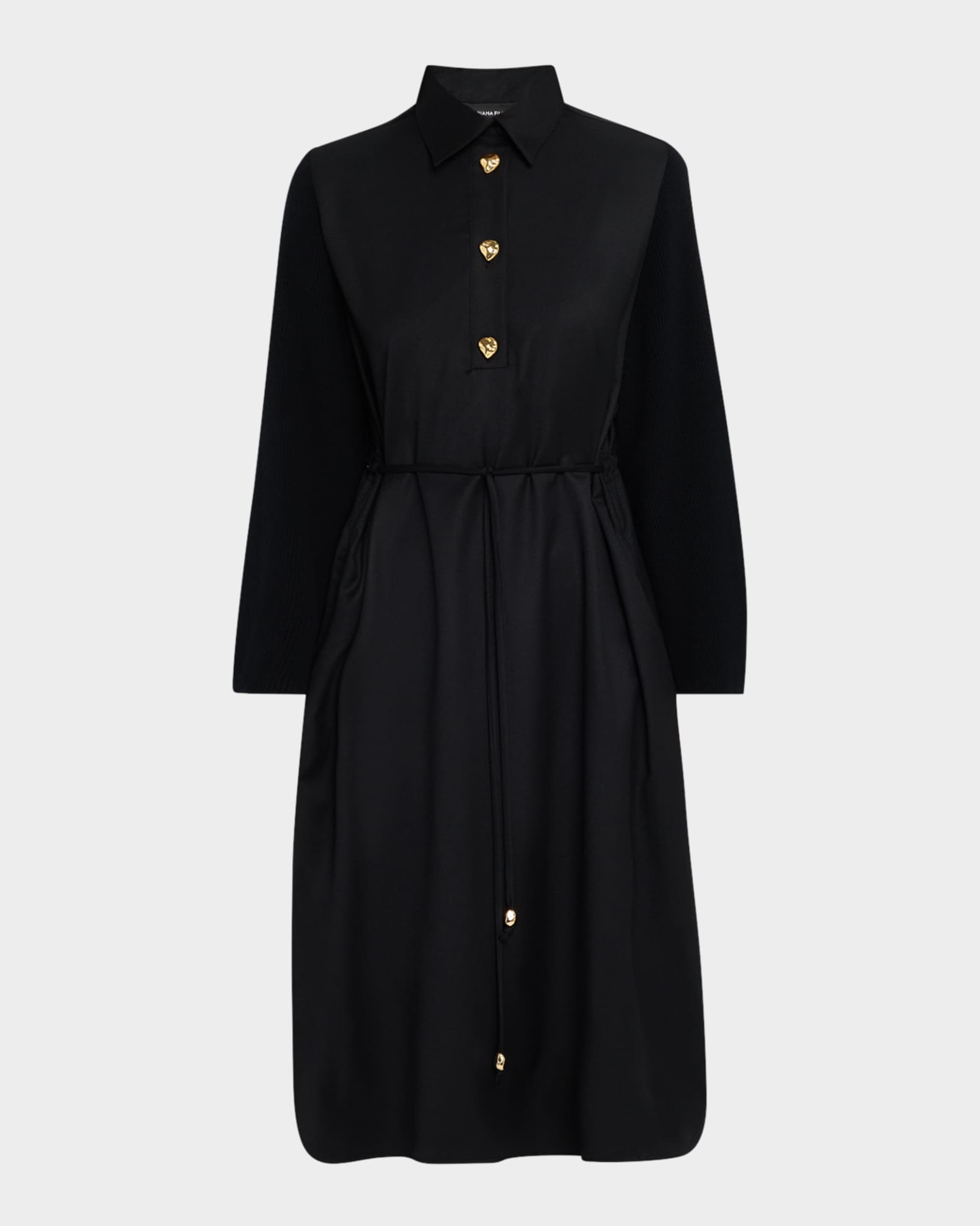 A-Line Mixed Media Midi Dress 0