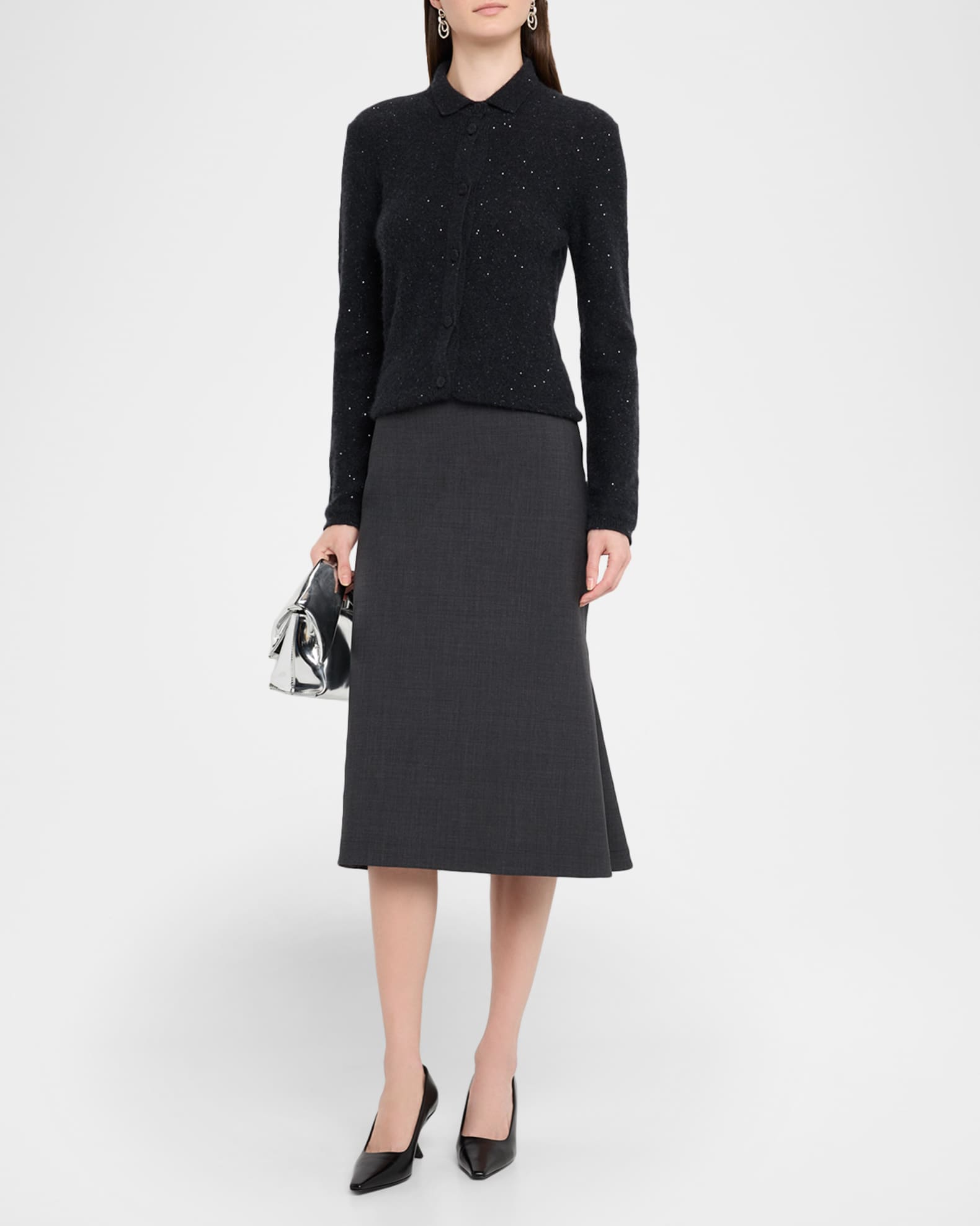 FABIANA FILIPPI Seamed A-Line Midi Skirt | Neiman Marcus