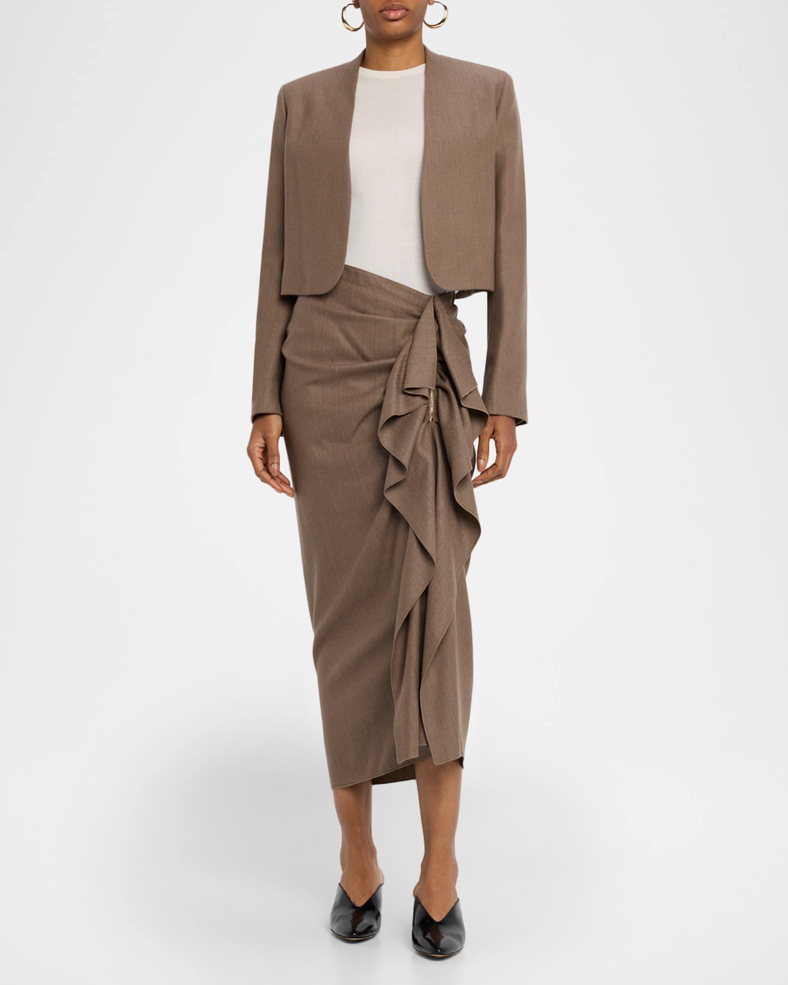FABIANA FILIPPI Cropped Pinstripe Jacket | Neiman Marcus