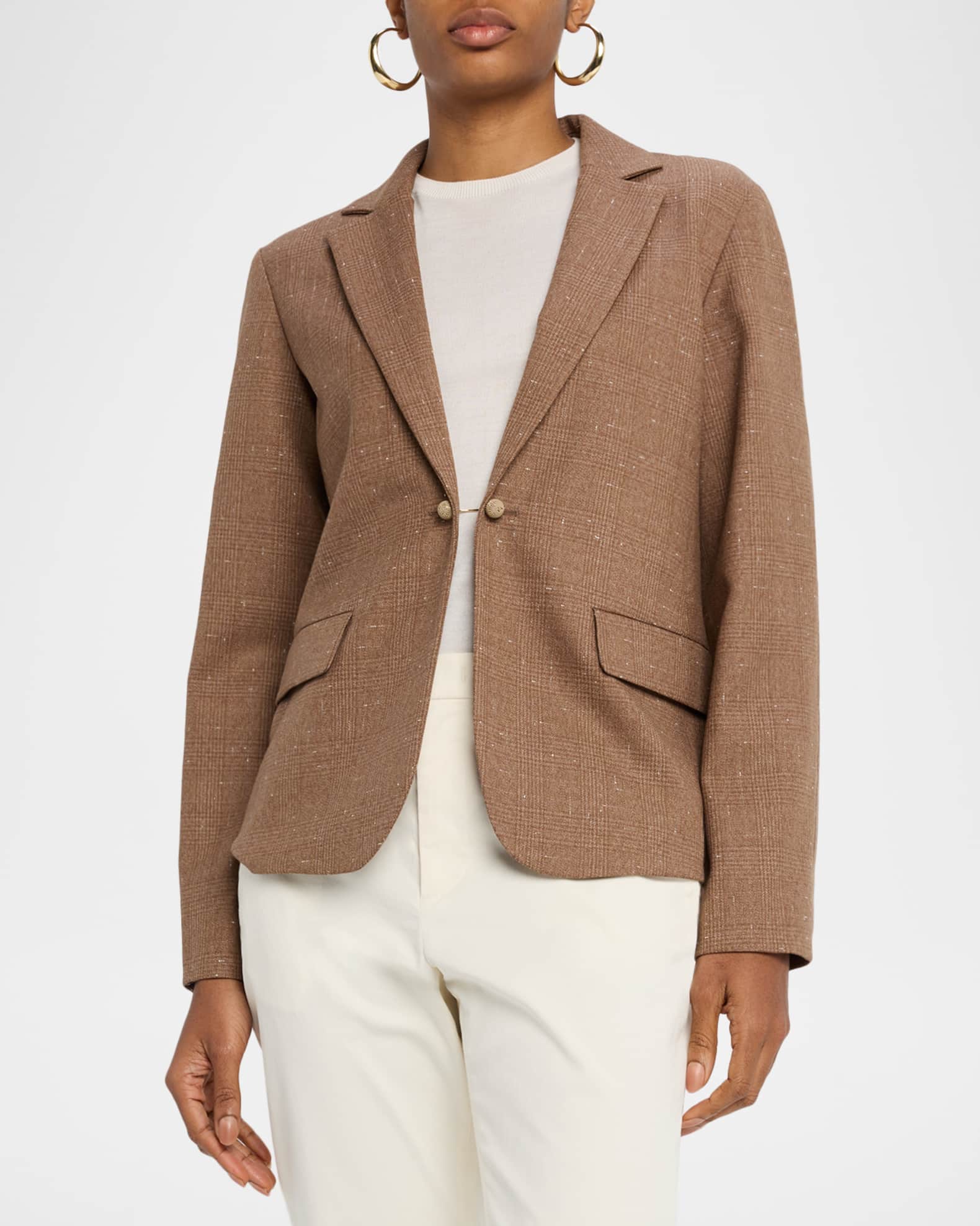 FABIANA FILIPPI Single-Button Mixed Media Blazer | Neiman Marcus