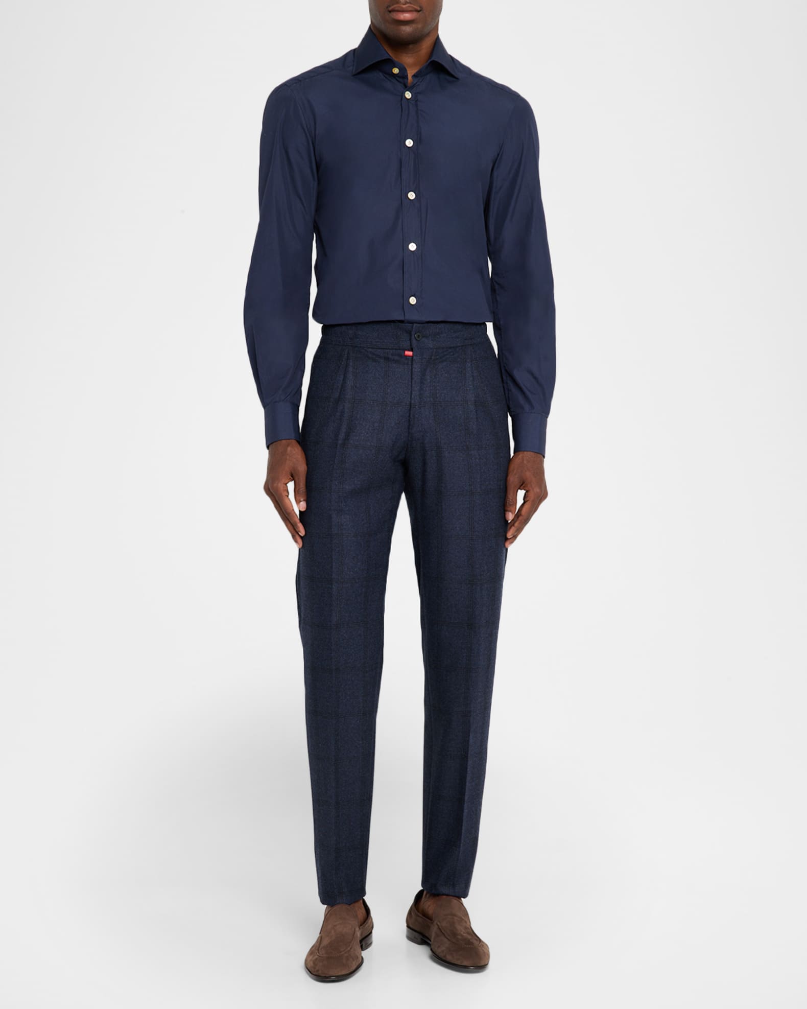 Men's Windowpane Pleated Stretch Pants 1
