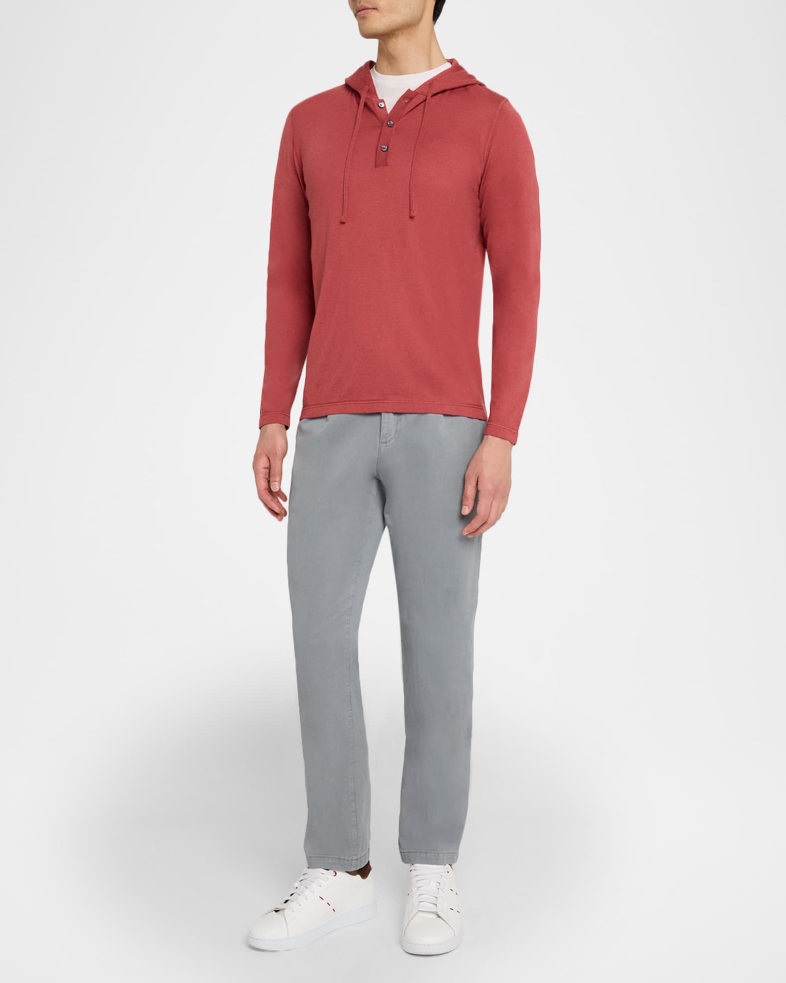 Kiton Men's Cashmere and Silk Half-Placket Hoodie | Neiman Marcus