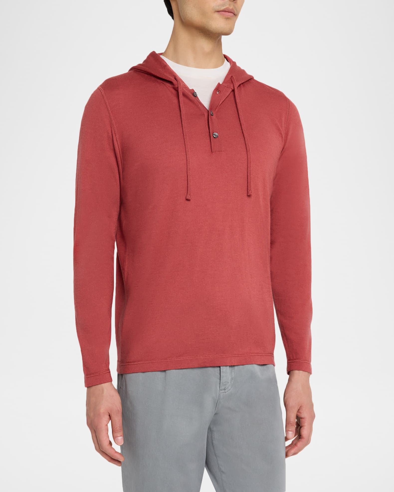 Kiton Men's Cashmere and Silk Half-Placket Hoodie | Neiman Marcus