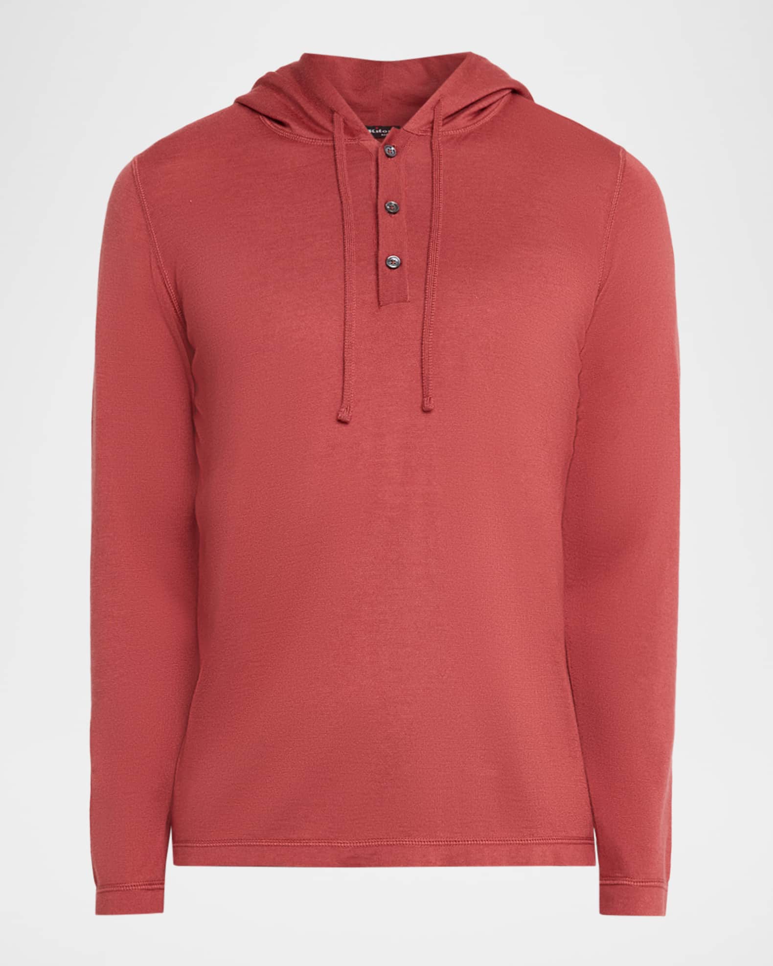 Kiton Men's Cashmere and Silk Half-Placket Hoodie | Neiman Marcus