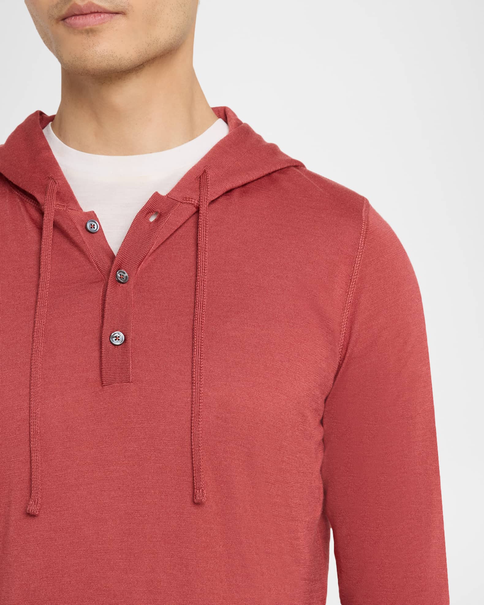 Kiton Men's Cashmere and Silk Half-Placket Hoodie | Neiman Marcus