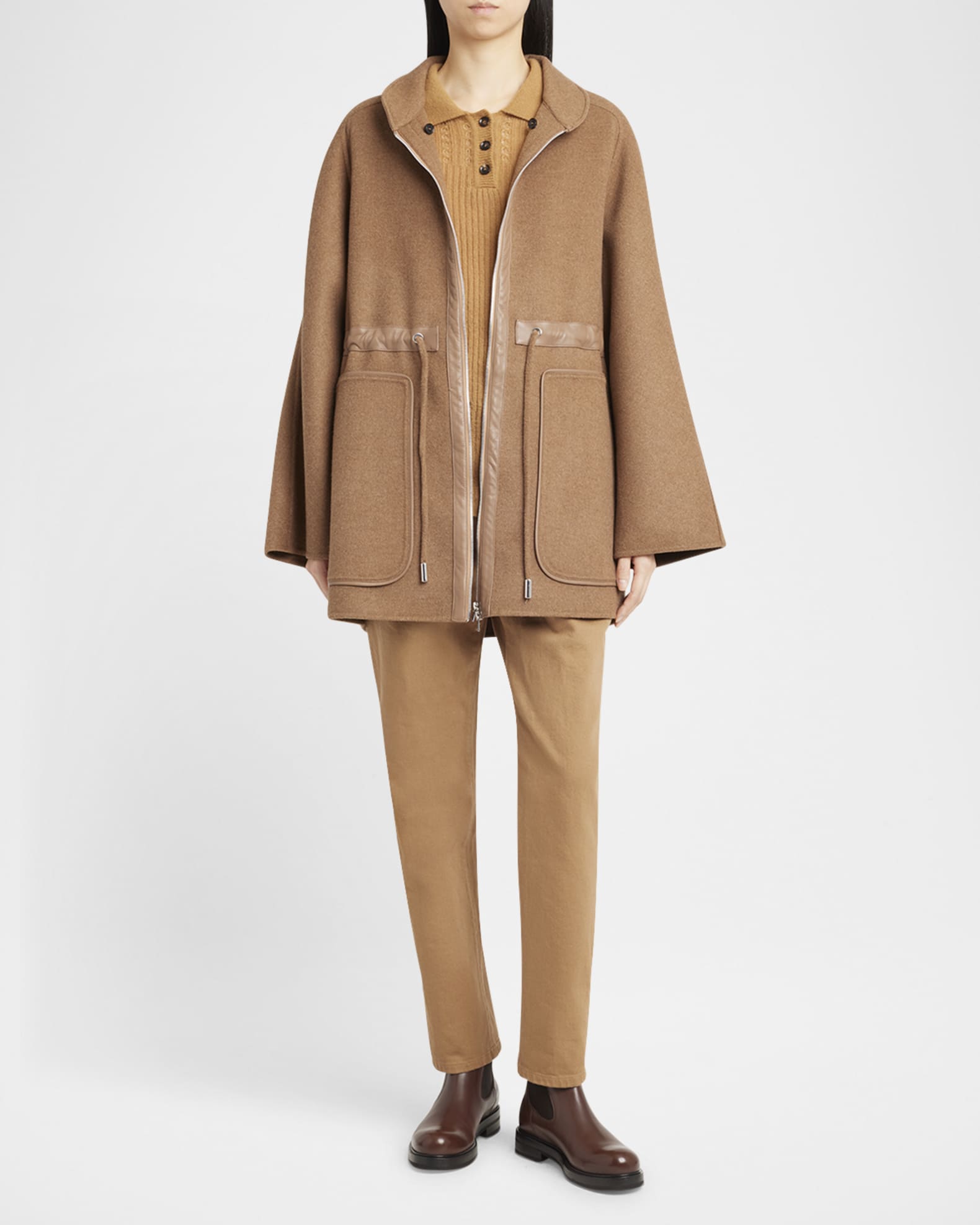 Drawstring Wool Parka Jacket 1