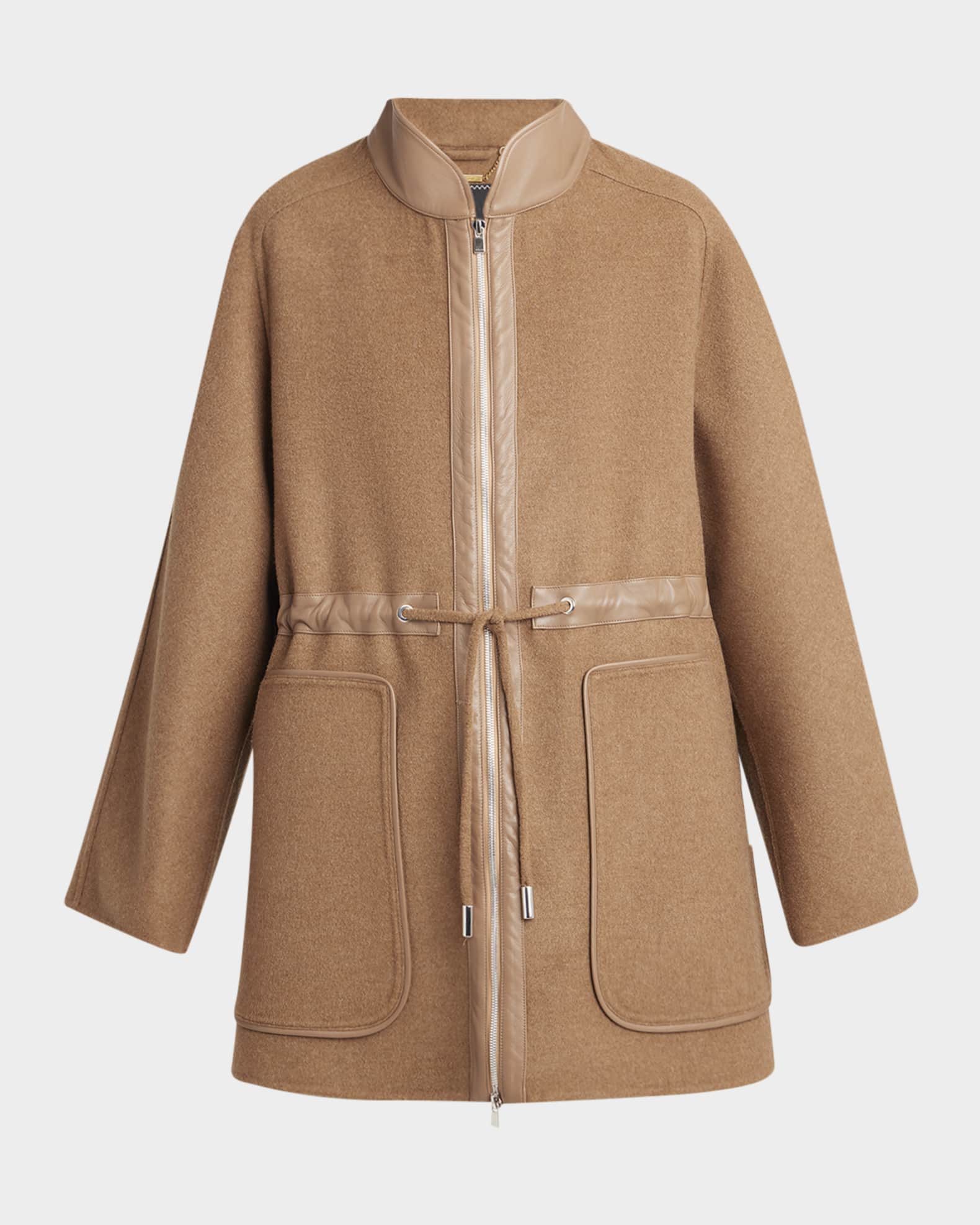 Drawstring Wool Parka Jacket 0