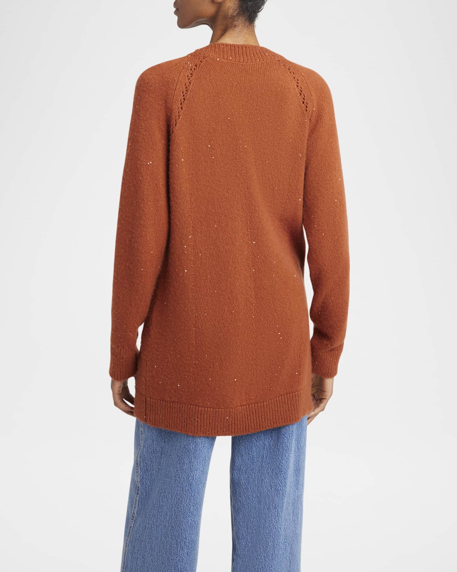Kiton Paillette Cashmere V-Neck Cardigan | Neiman Marcus