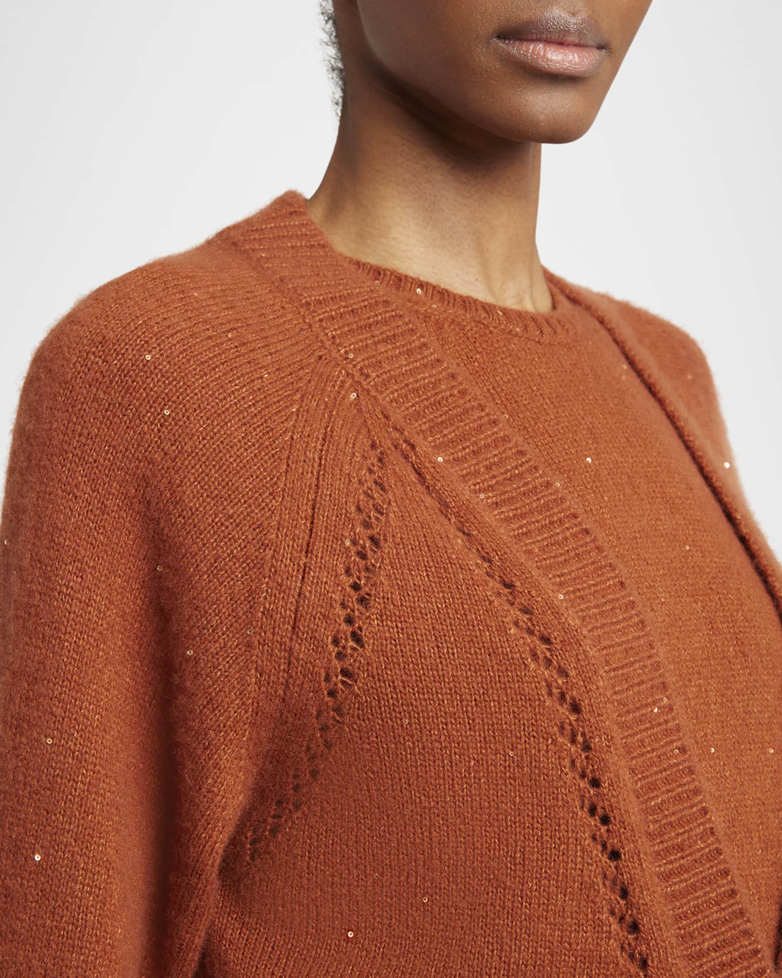 Kiton Paillette Cashmere V-Neck Cardigan | Neiman Marcus