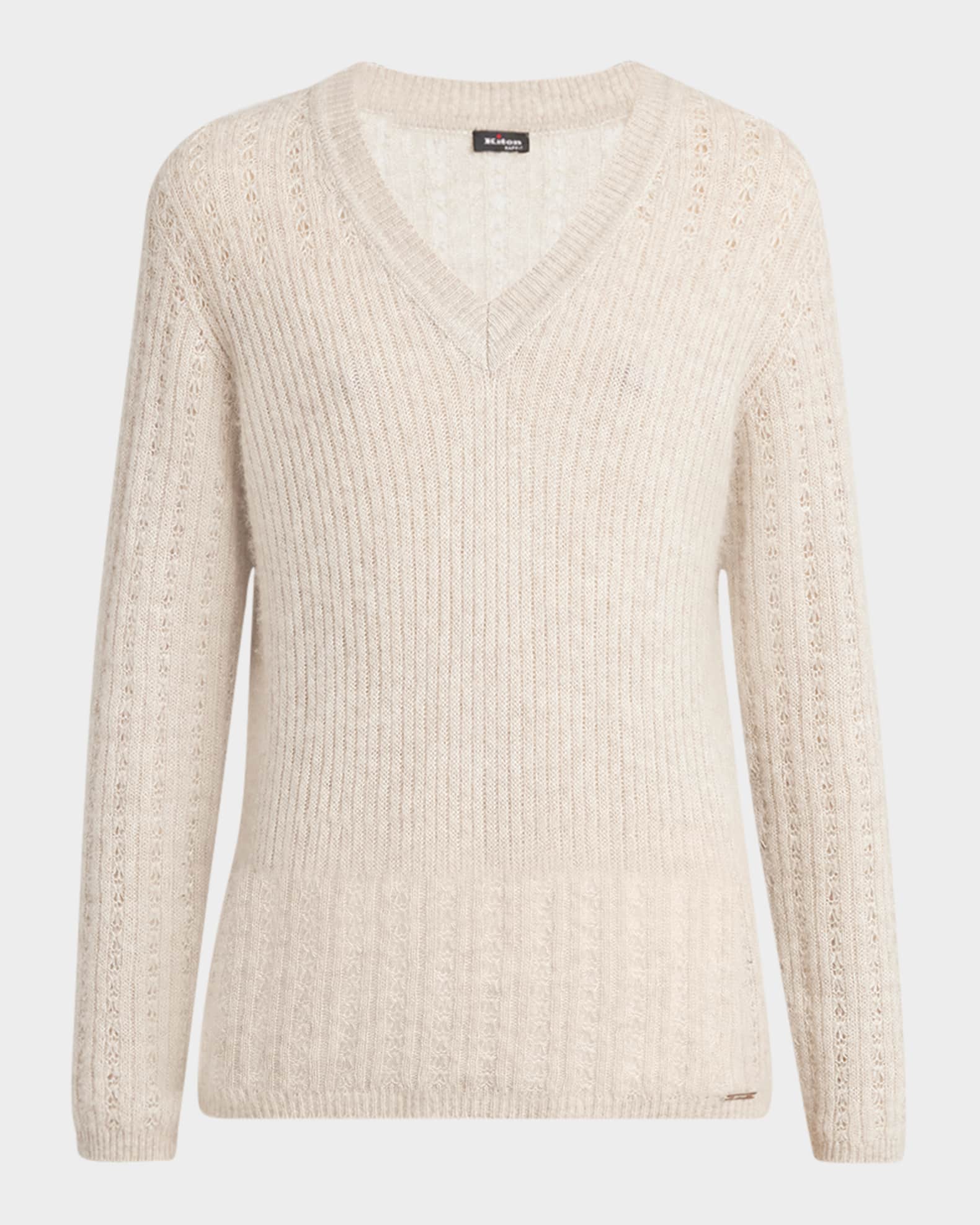 Kiton Openwork Cashmere Knit V-Neck Sweater | Neiman Marcus