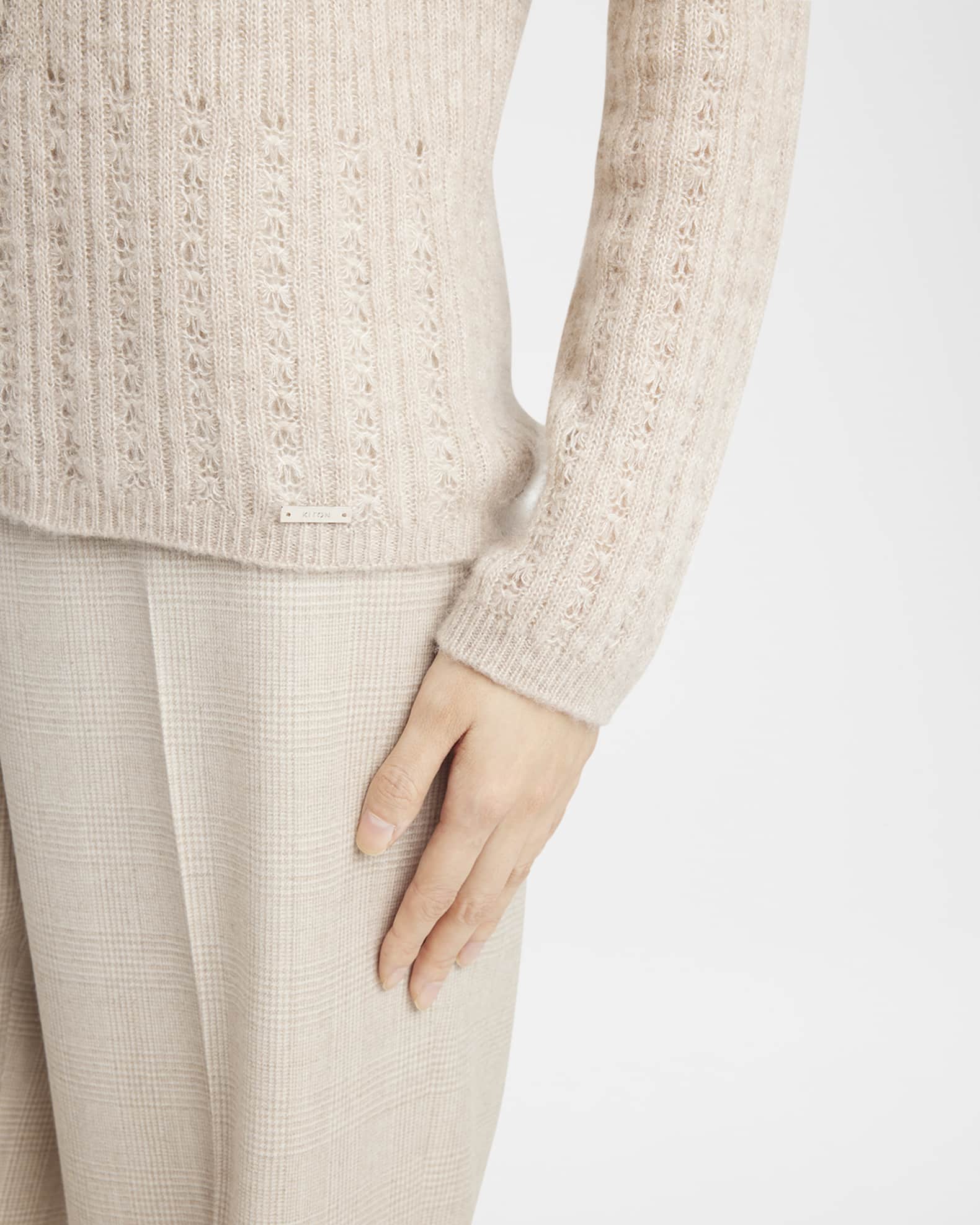 Kiton Openwork Cashmere Knit V-Neck Sweater | Neiman Marcus