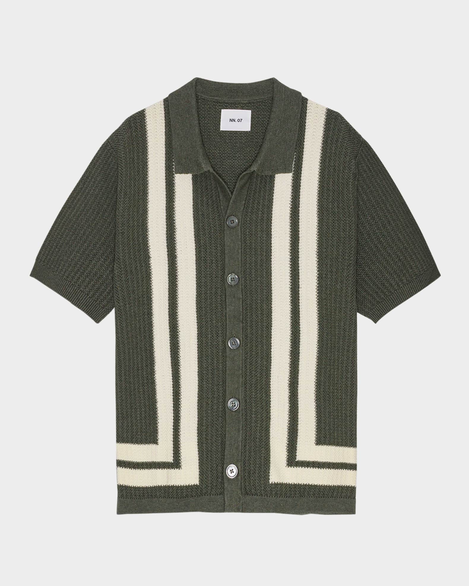 Men's Ares Rib-Knit Stripe Short-Sleeve Shirt 0