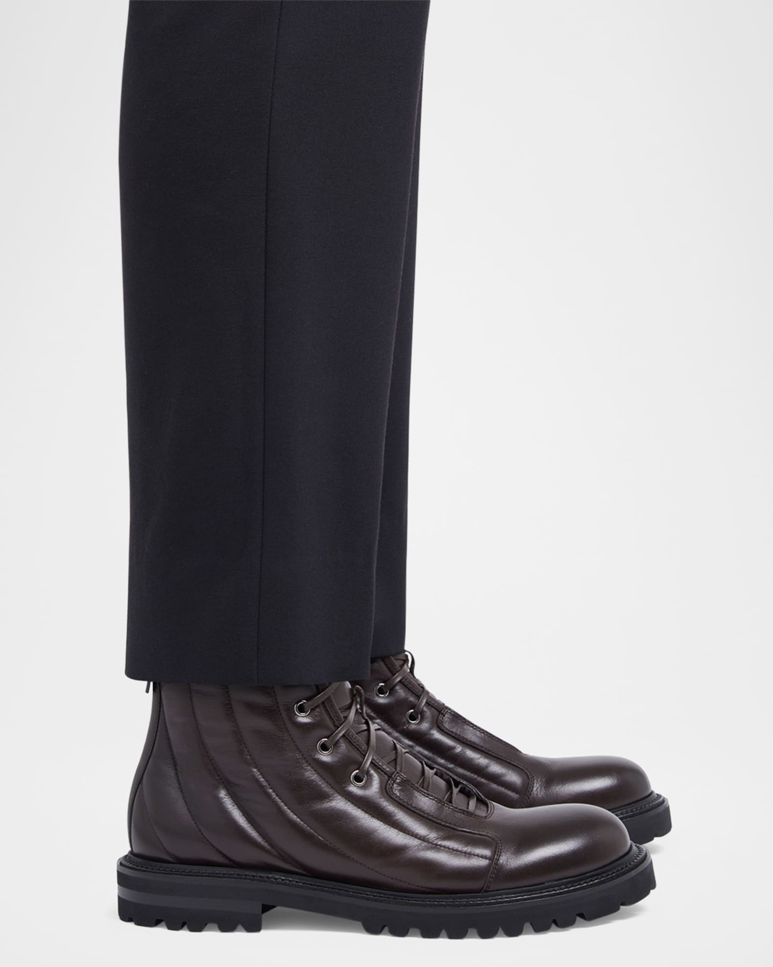 Giorgio Armani Men's Quilted Leather Lace-Up Boots | Neiman Marcus