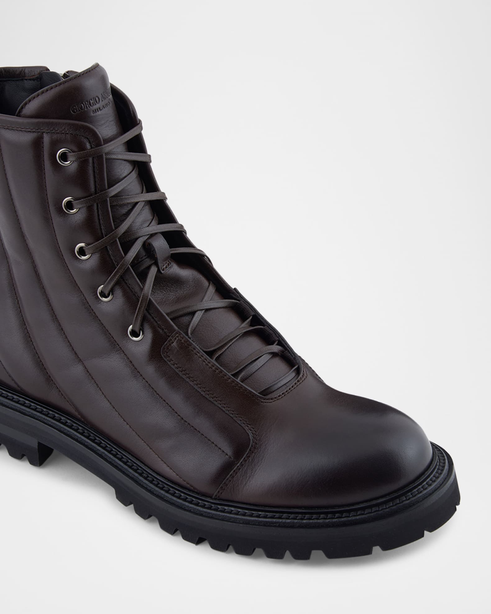 Giorgio Armani Men's Quilted Leather Lace-Up Boots | Neiman Marcus