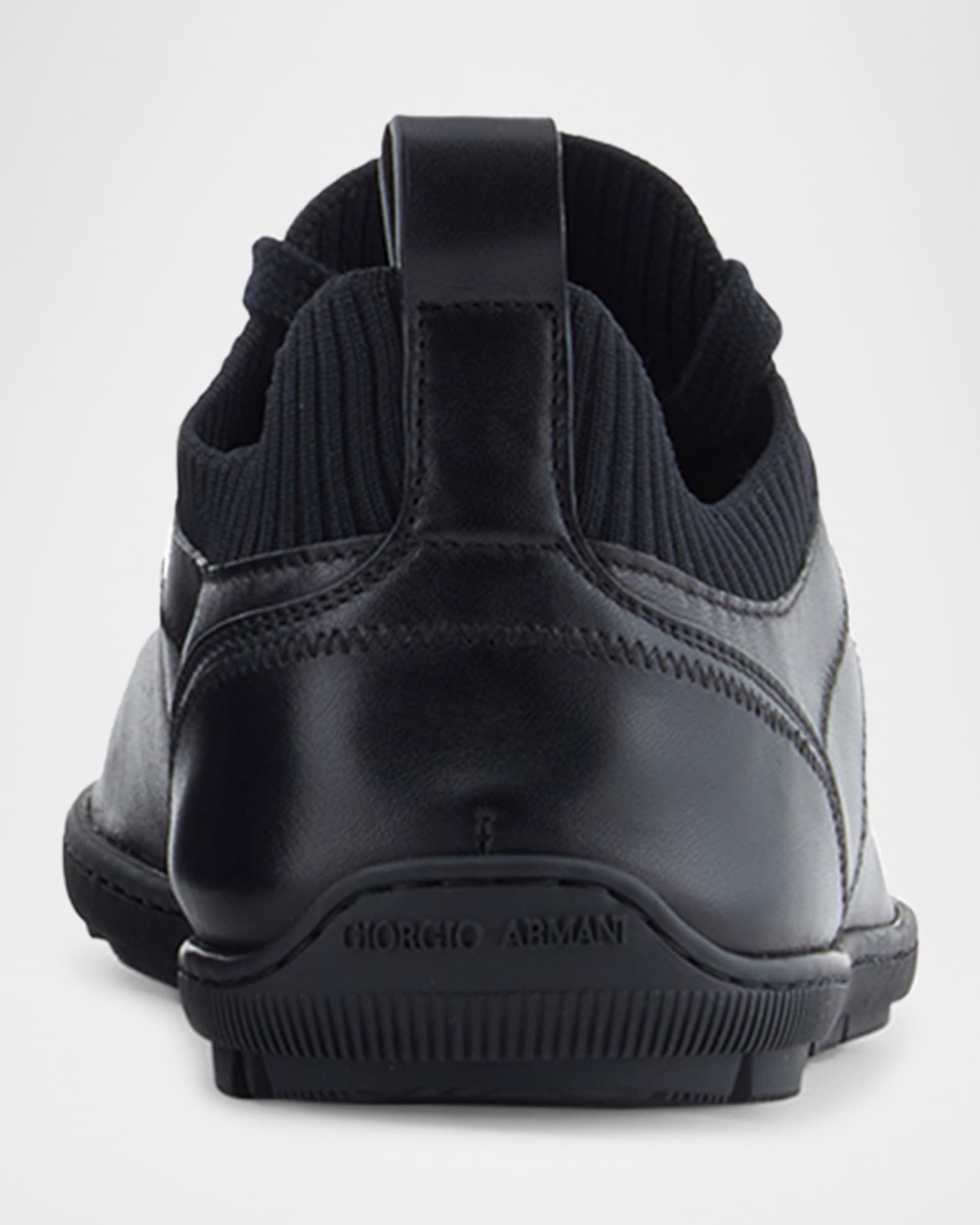 MG　ジョルジオアルマーニ Giorgio Armani Men's Leather Knit-Lining Low-Top Sneakers | Neiman
