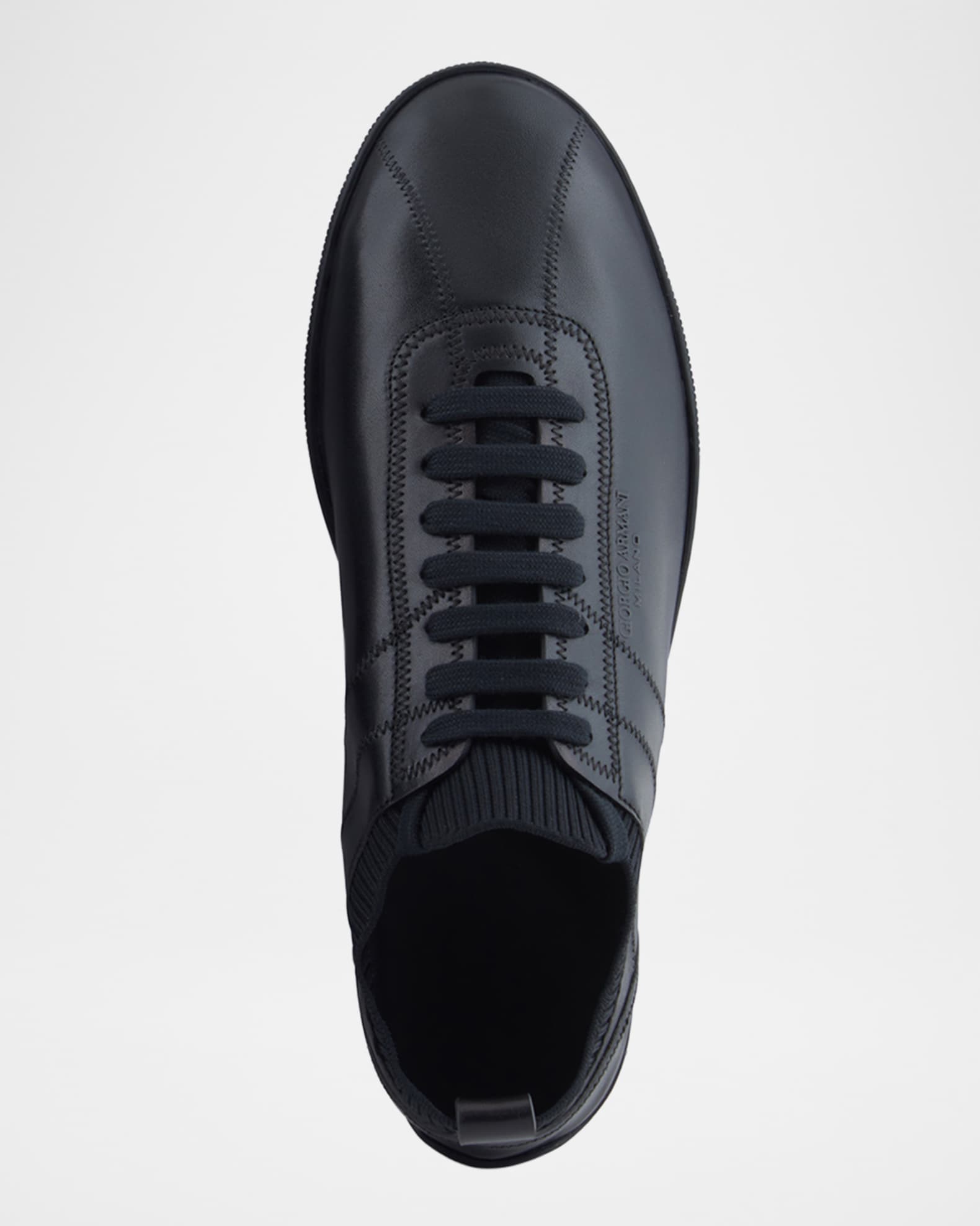 Giorgio Armani Men's Leather Knit-Lining Low-Top Sneakers | Neiman