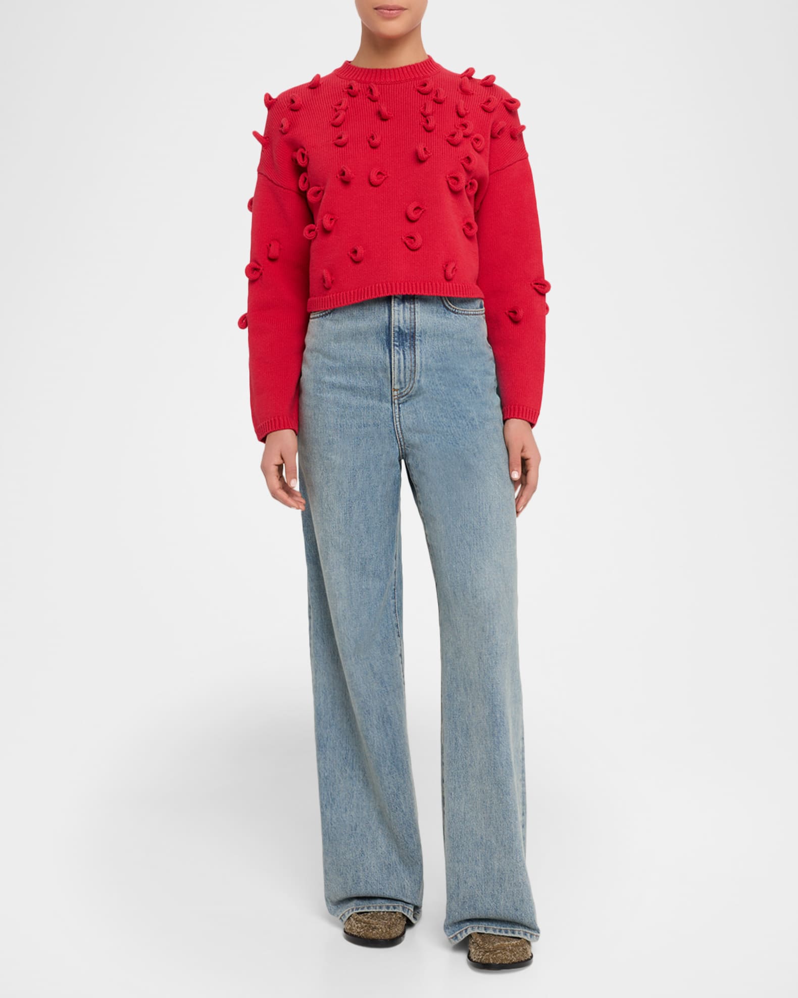 Loop-Embellished Crewneck Sweater 1