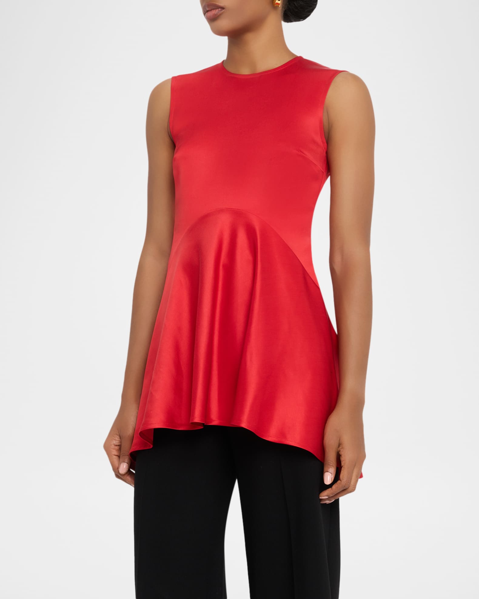 JW Anderson Sleeveless High-Low Peplum Top | Neiman Marcus