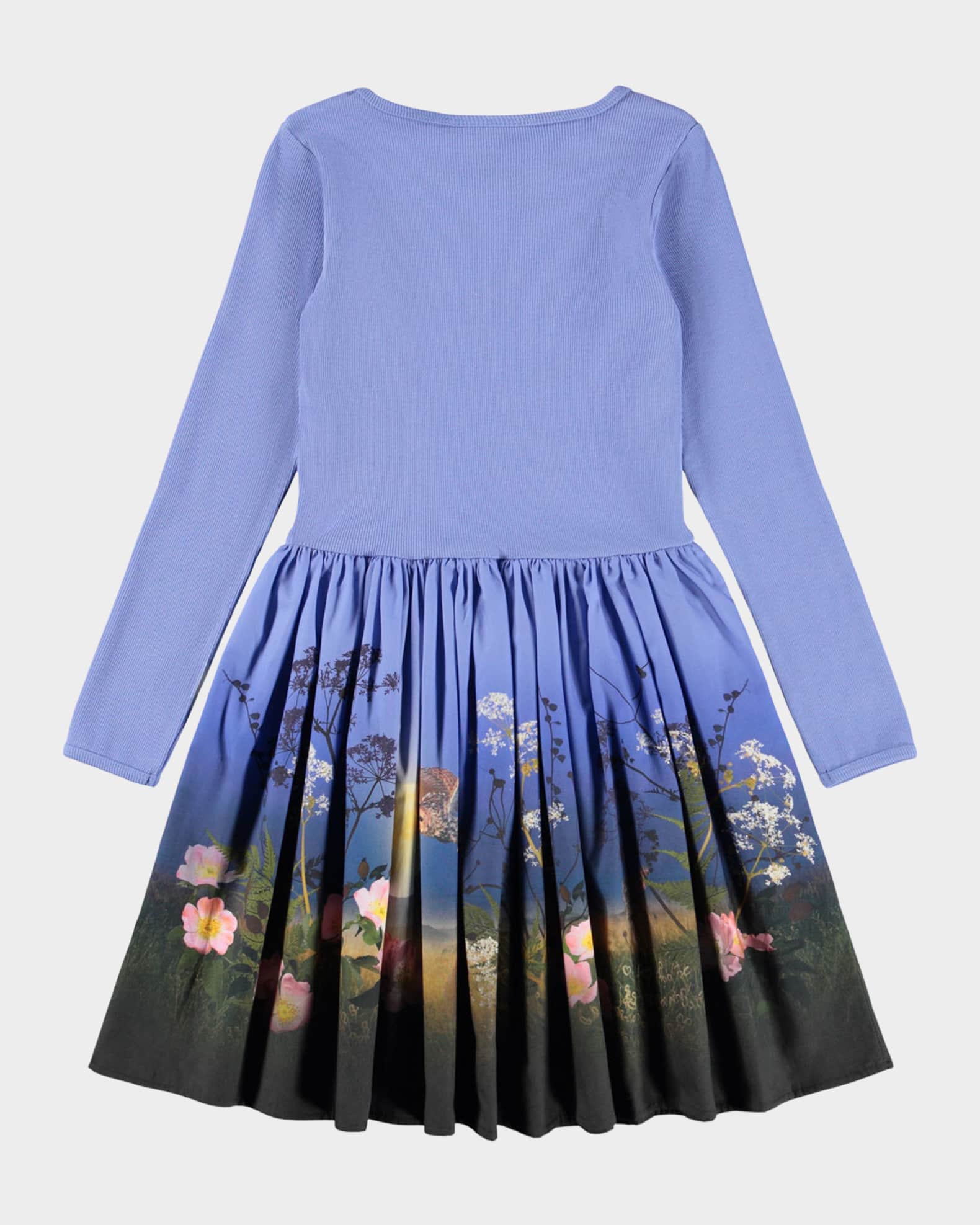 Girl's Casie Printed Jersey & Poplin Long-Sleeve Dress, Size 7-12 1