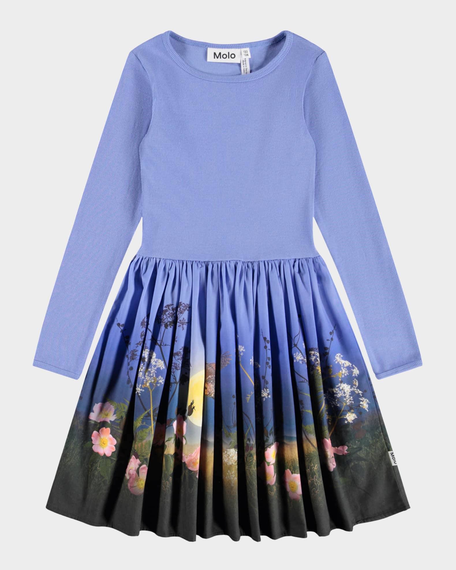 Girl's Casie Printed Jersey & Poplin Long-Sleeve Dress, Size 7-12 0