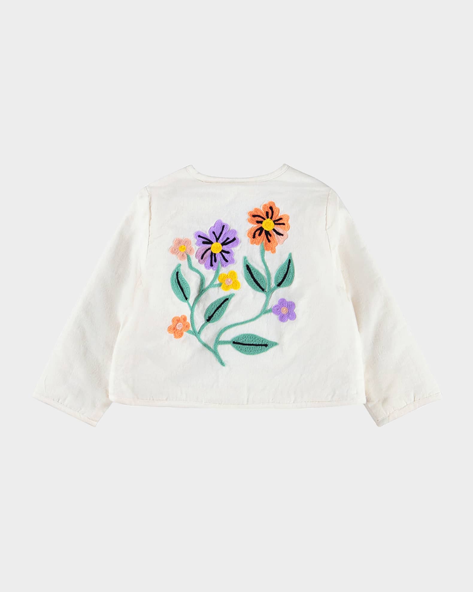Girl's Happy Floral Embroidered Cotton Cardigan, Size 6M-4 1