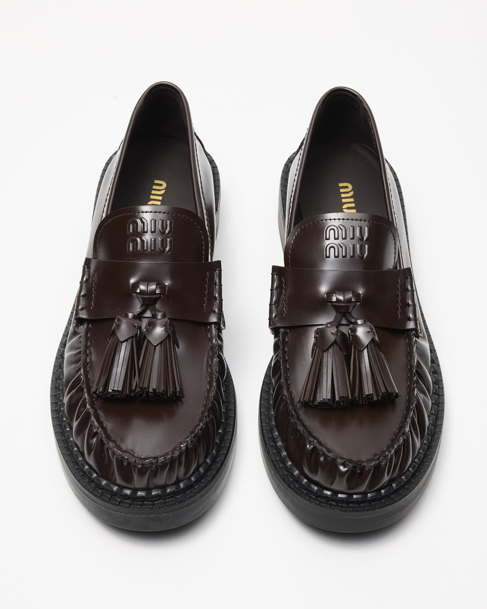 Miu Miu Spazzolato Leather Tassel Loafers | Neiman Marcus