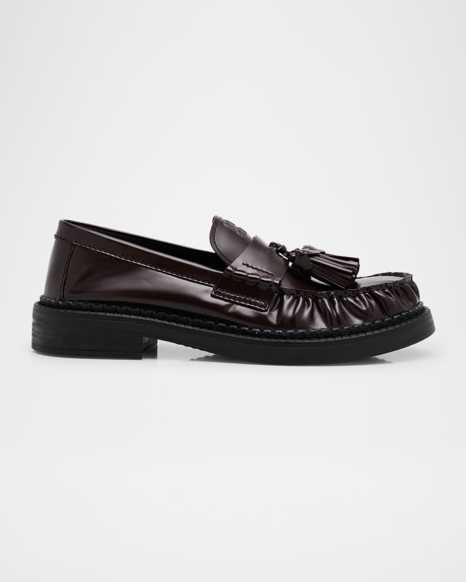 Miu Miu Spazzolato Leather Tassel Loafers | Neiman Marcus