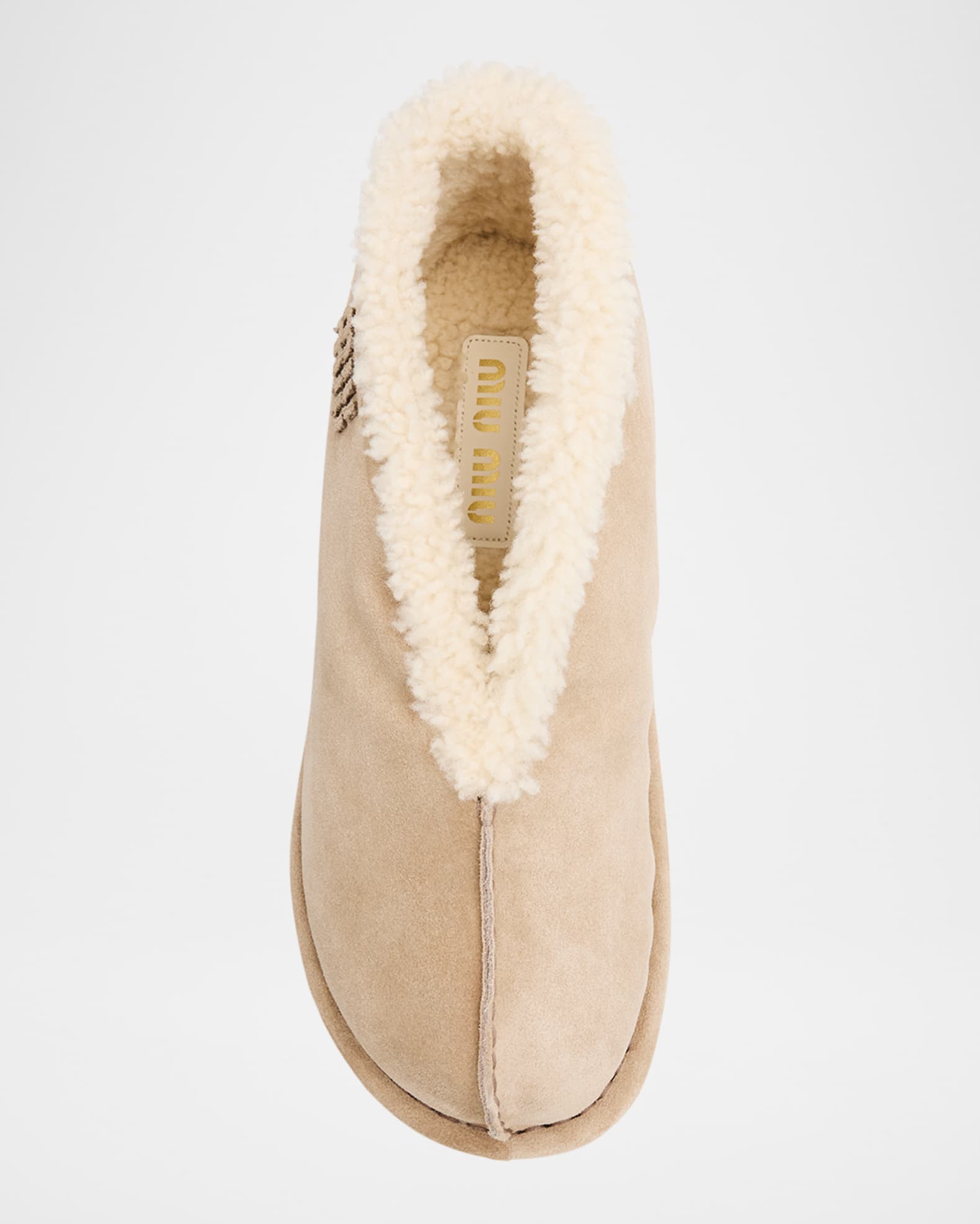 【Miu Miu】 Shearling-linedスエードスニーカー Miu Miu Suede Shearling-Lined Booties with Fur Tassels