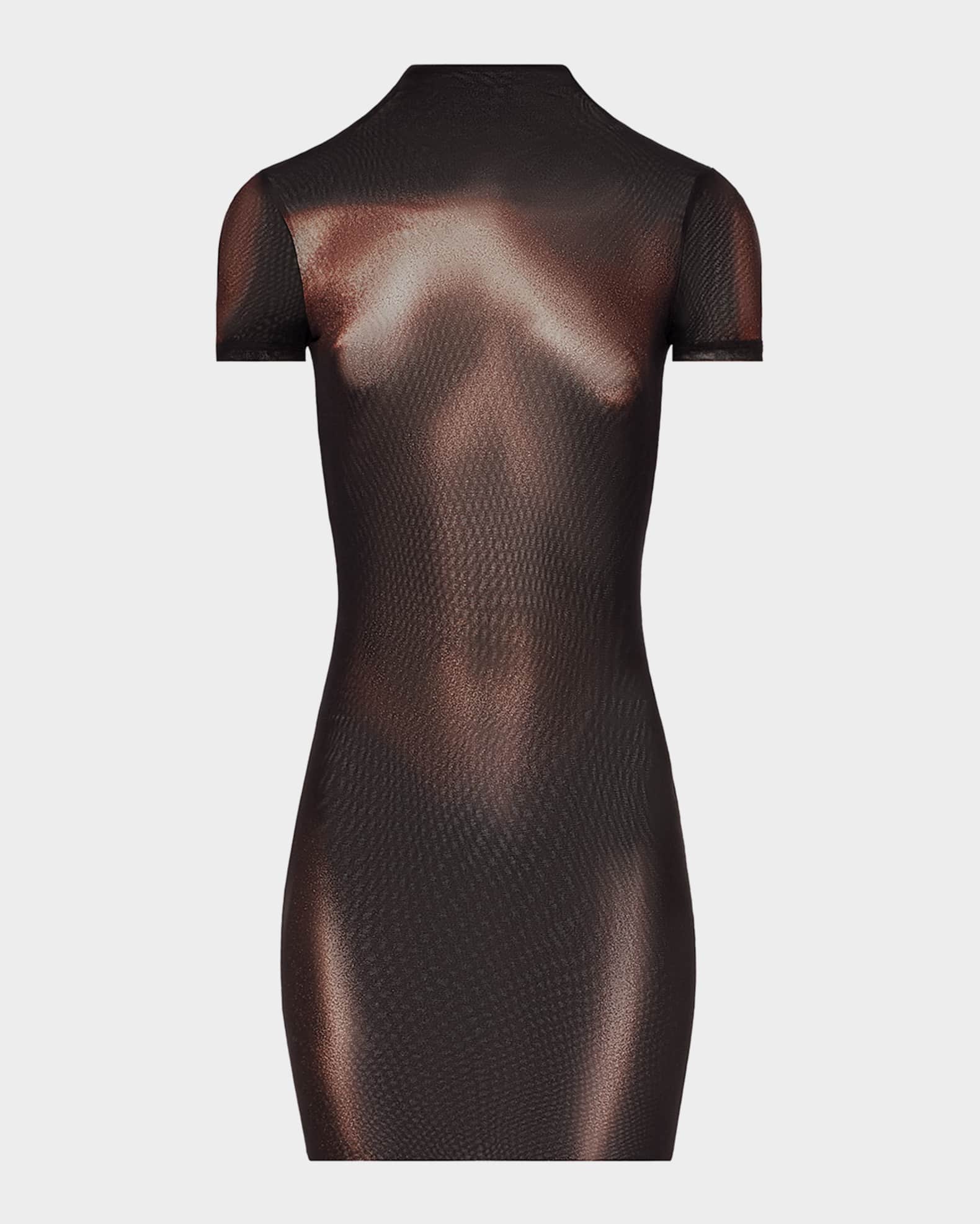 Jean Paul Gaultier Body Dust Print Tulle Short-Sleeve Mini Dress
