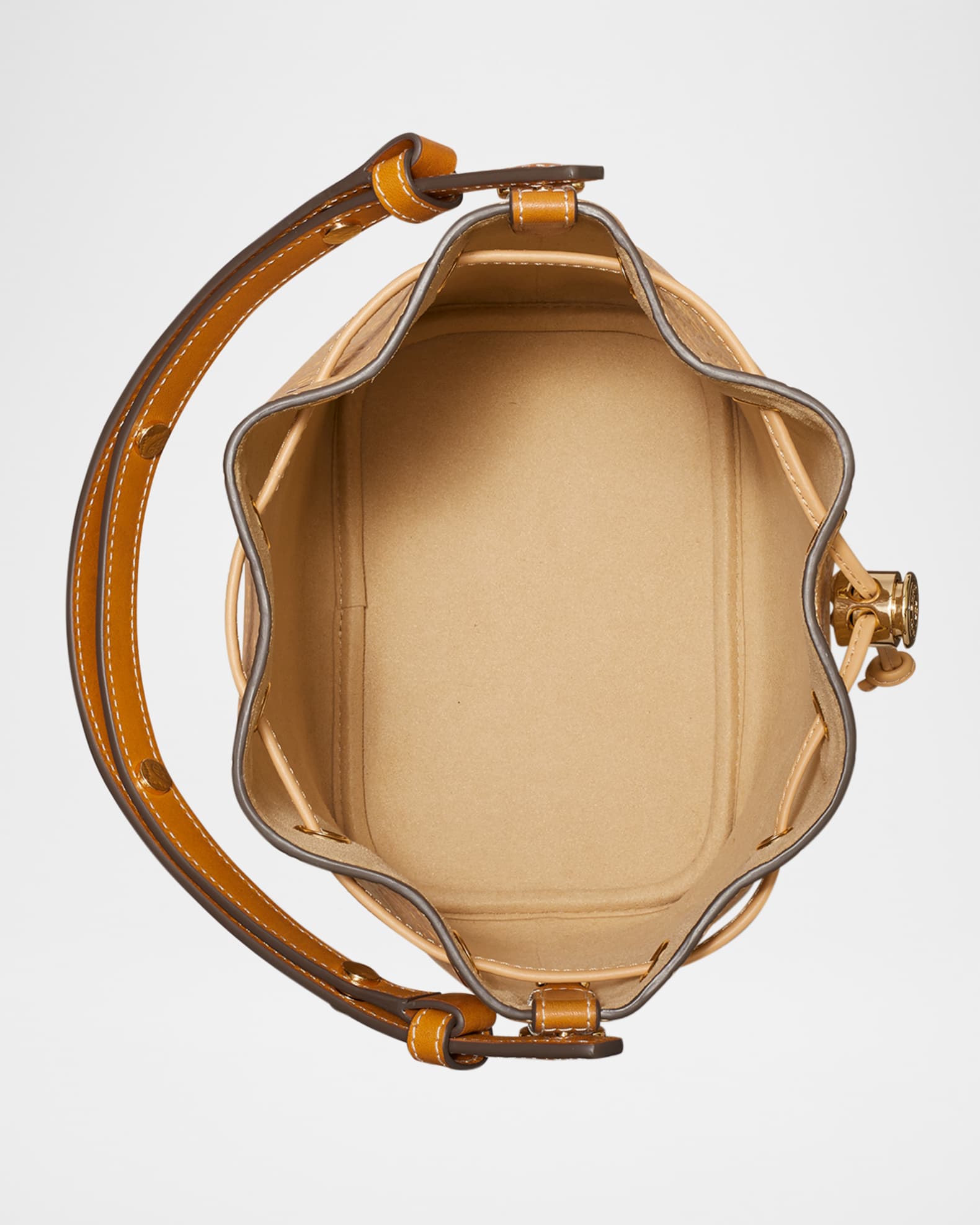 Tory Burch T Monogram Soft Pebbled Bucket Bag | Neiman Marcus