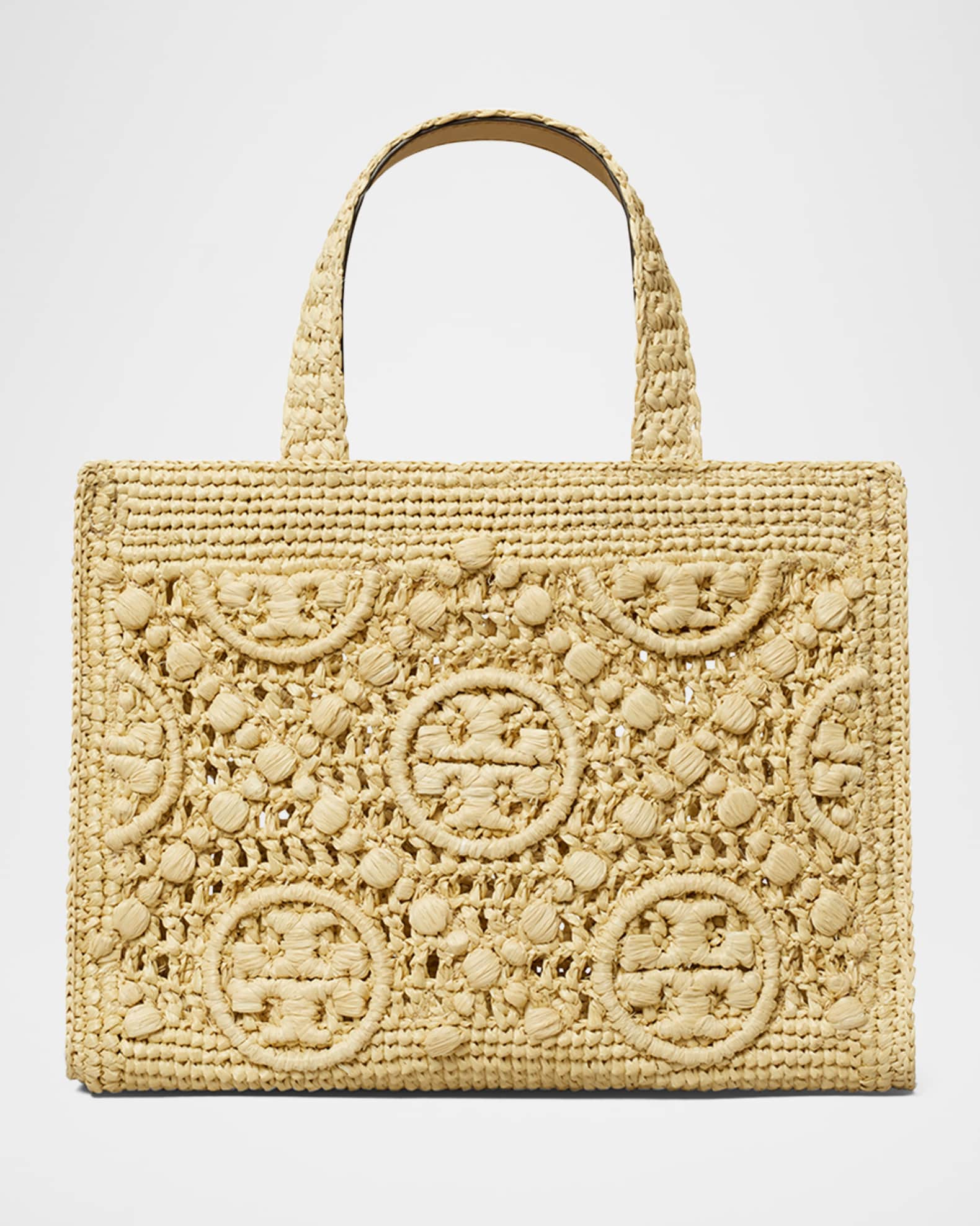 Tory Burch T Monogram Raffia Square Tote Bag | Neiman Marcus