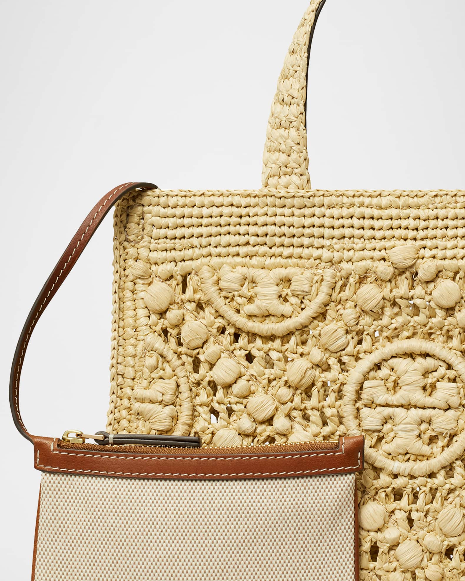 Tory Burch T Monogram Raffia Square Tote Bag | Neiman Marcus