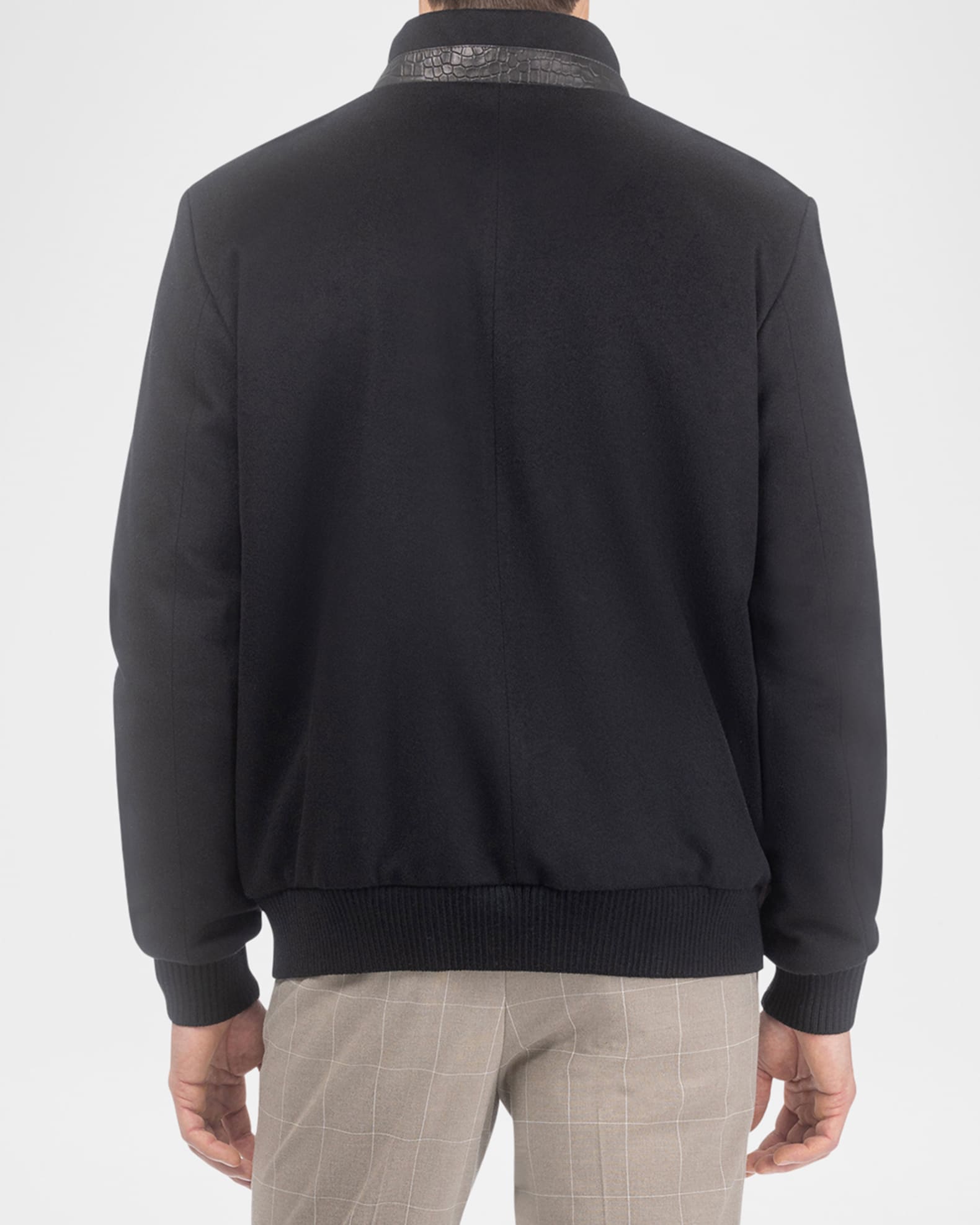 Gorski Men's Croco-Print Nappa Leather & Loro Piana Wool Bomber