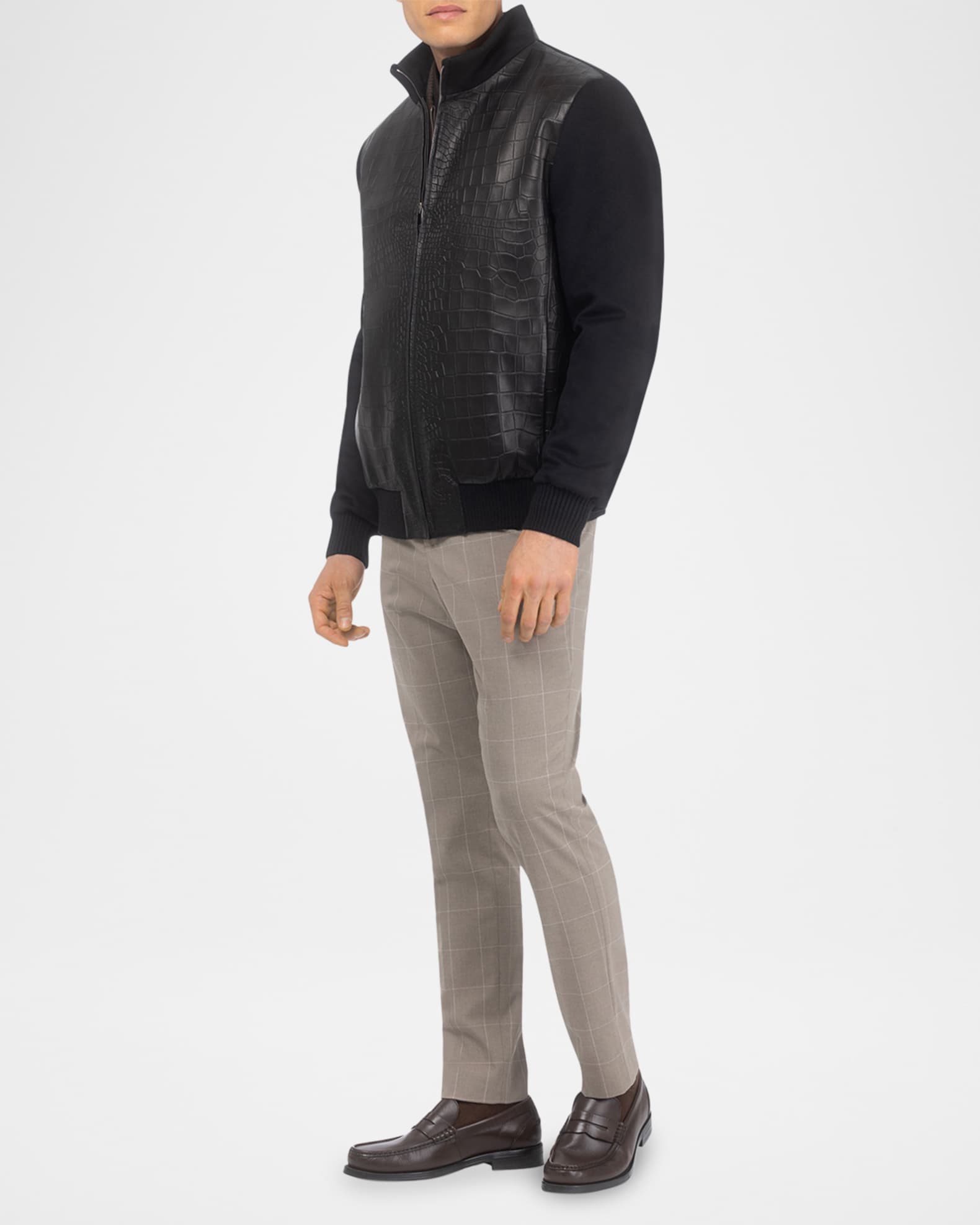 Gorski Men's Croco-Print Nappa Leather & Loro Piana Wool Bomber